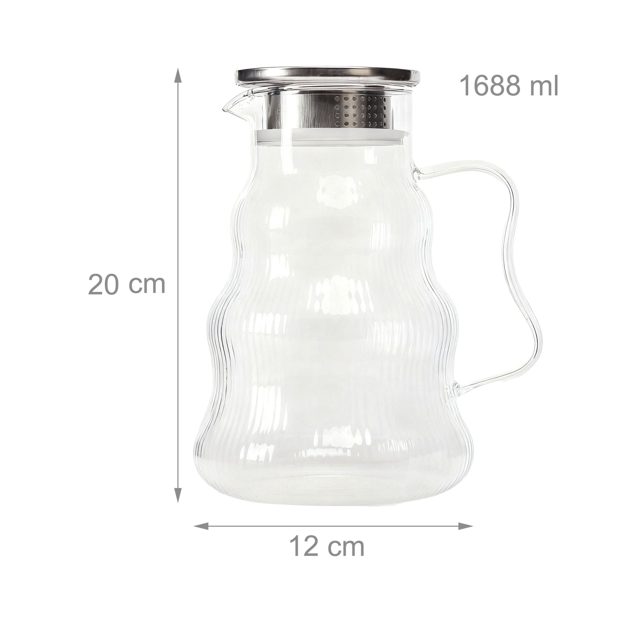 Glaskaraffe mit Deckel & Henkel Silber-Transparent von Relaxdays