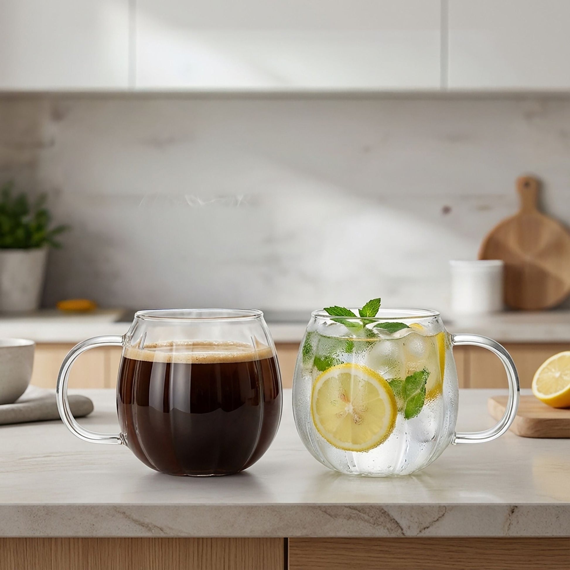 Gläser mit Henkel 6er-Set Transparent von Relaxdays