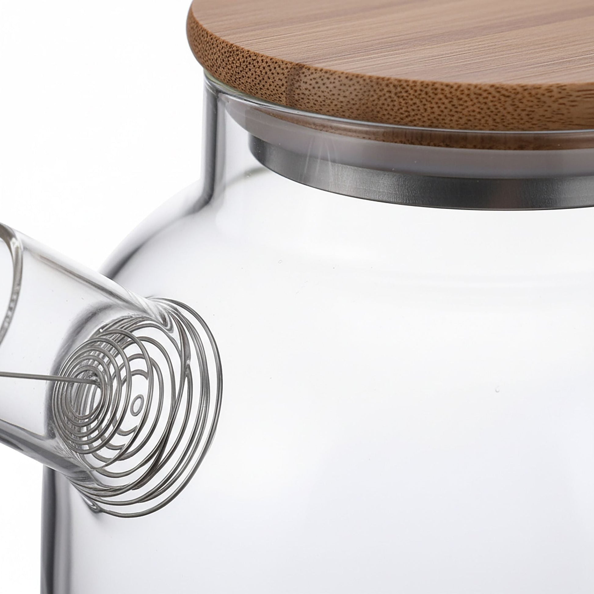 Teekanne Glas mit Bambusdeckel Hellbraun-Silber-Transparent von Relaxdays