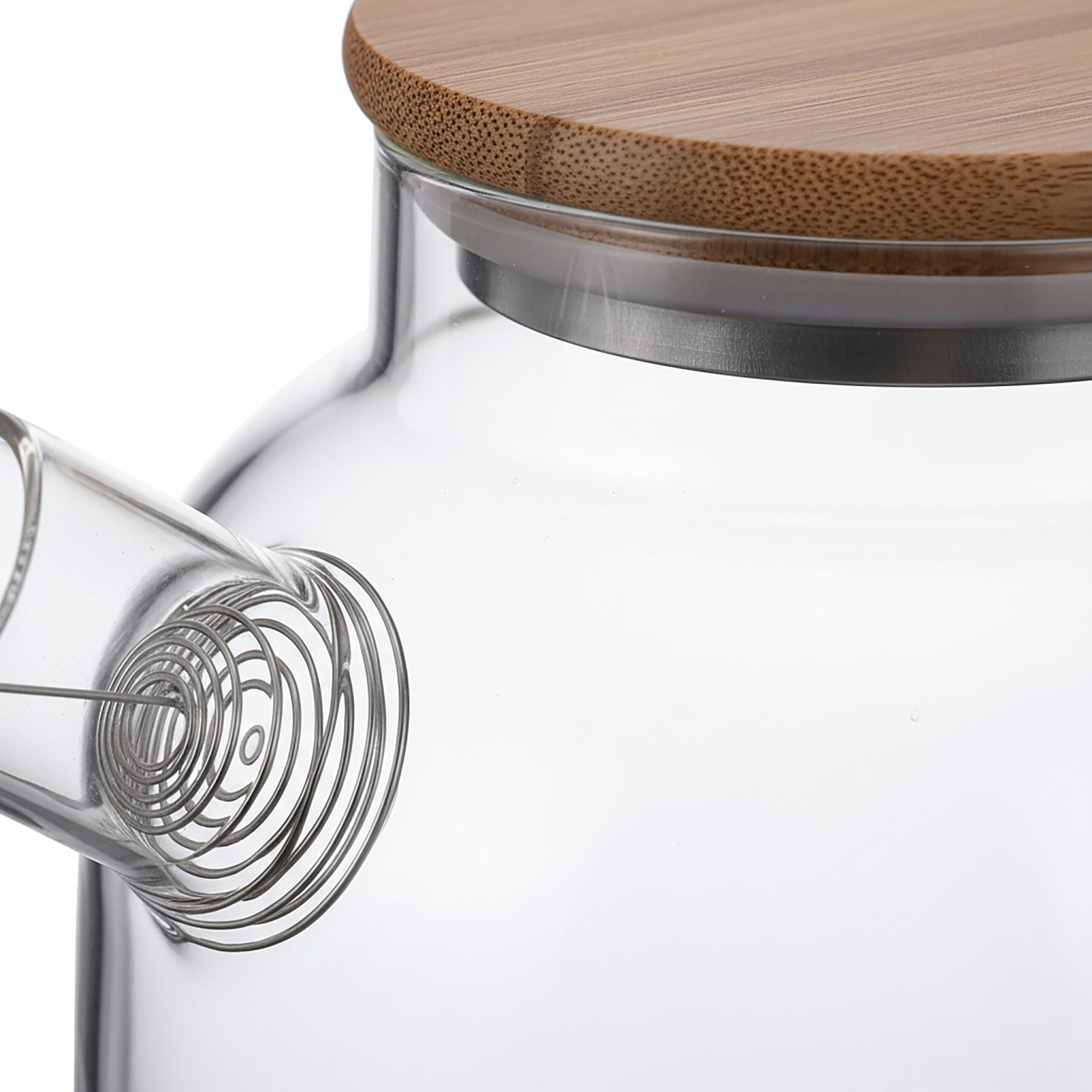 Teekanne Glas mit Bambusdeckel Hellbraun-Silber-Transparent von Relaxdays