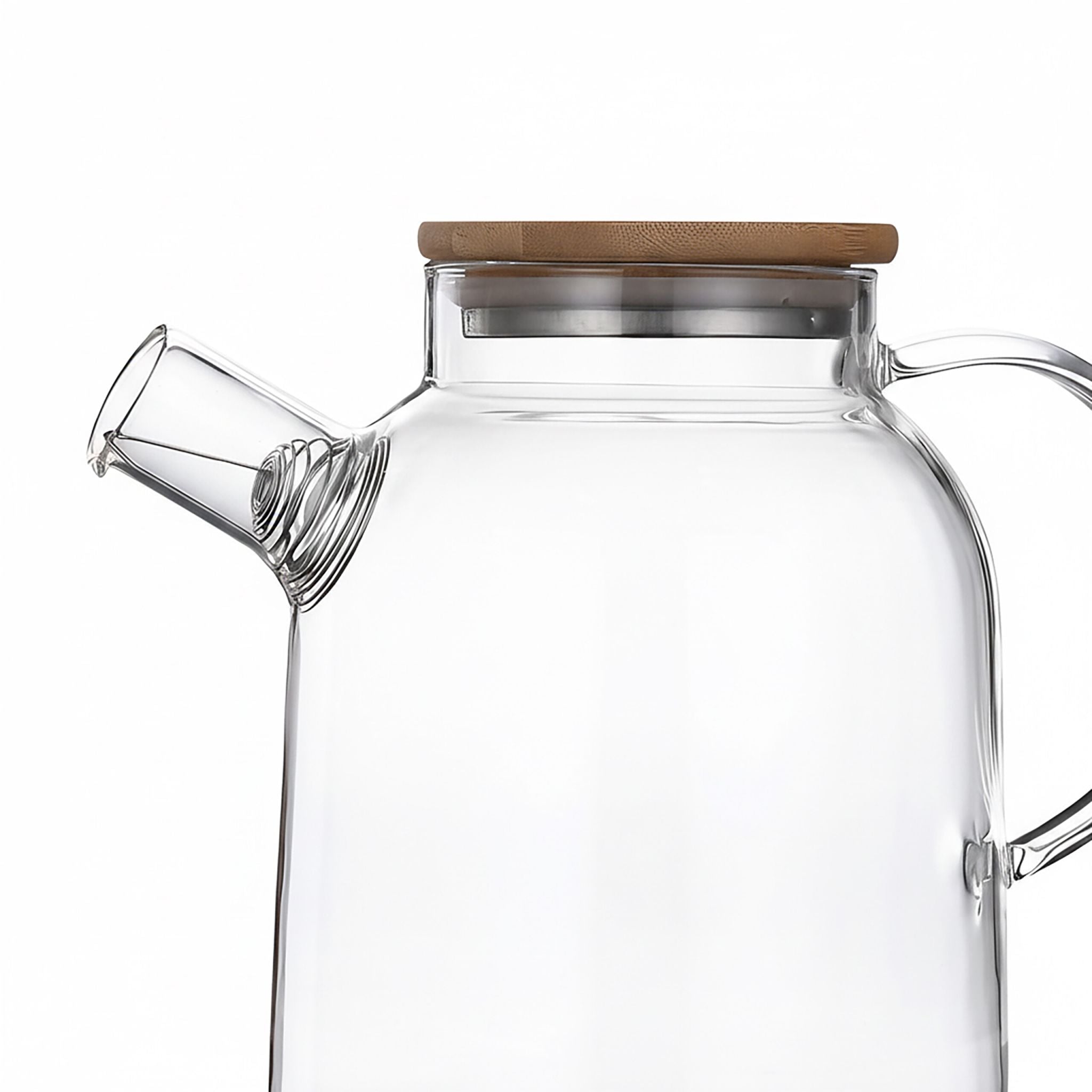 Teekanne Glas mit Bambusdeckel Hellbraun-Silber-Transparent von Relaxdays