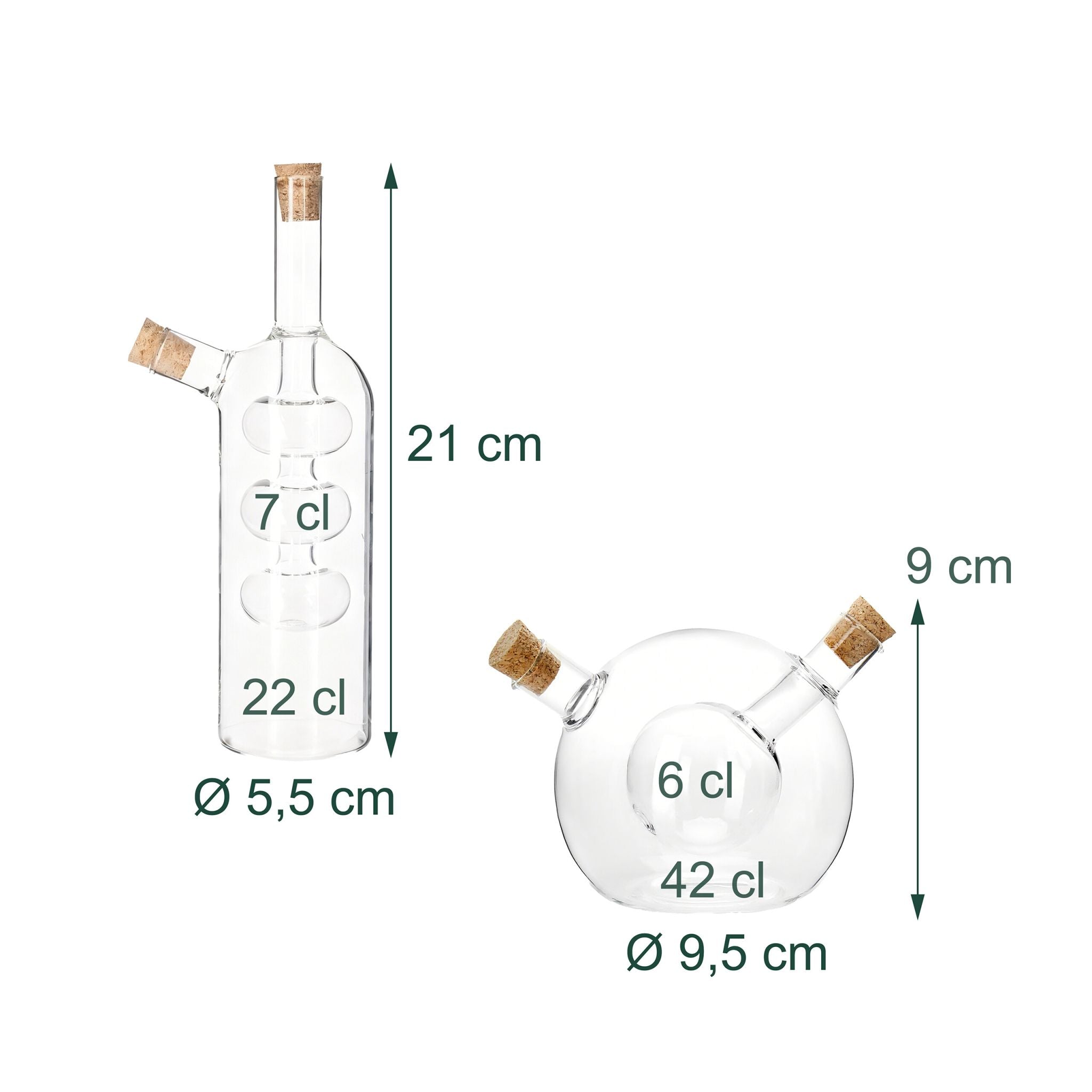 2 in 1 Essig-Öl-Flasche 2er-Set Braun-Transparent
