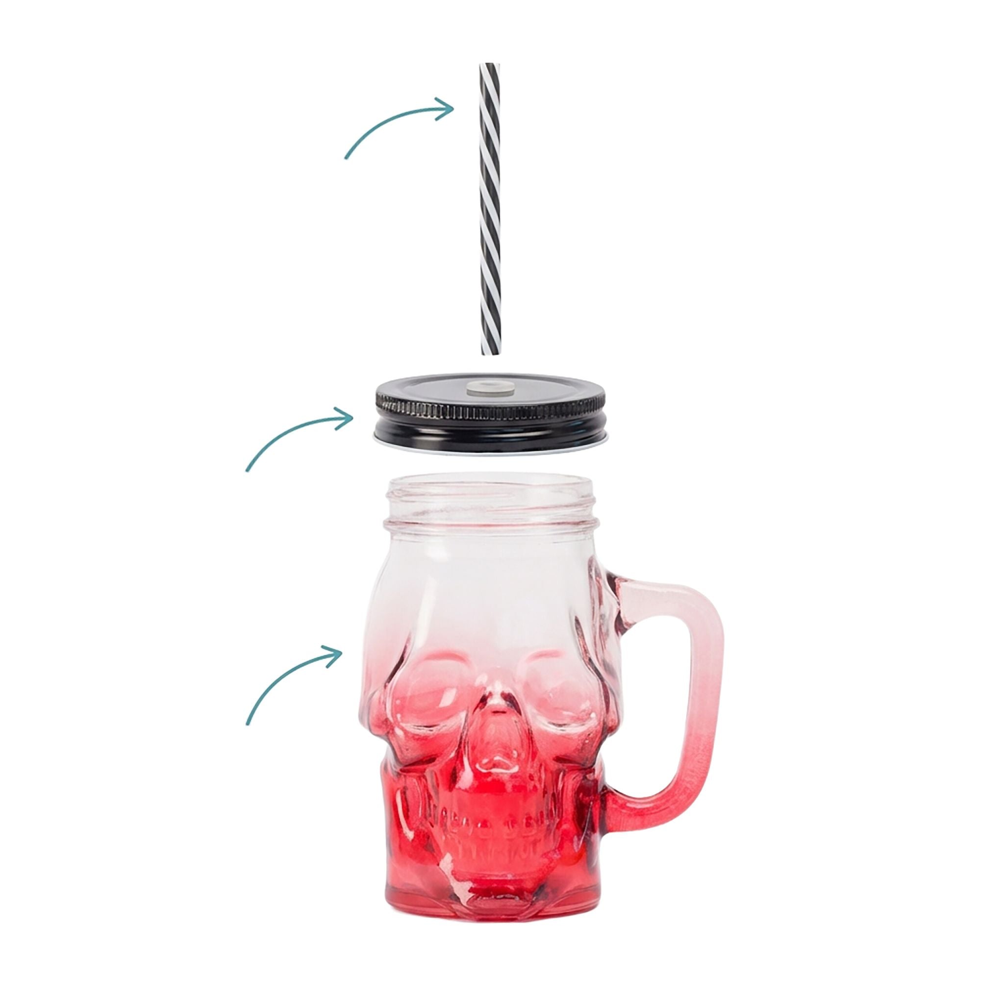 Trinkgläser mit Deckel 4er-Set Totenkopf Blau-Gelb-Rot von Relaxdays
