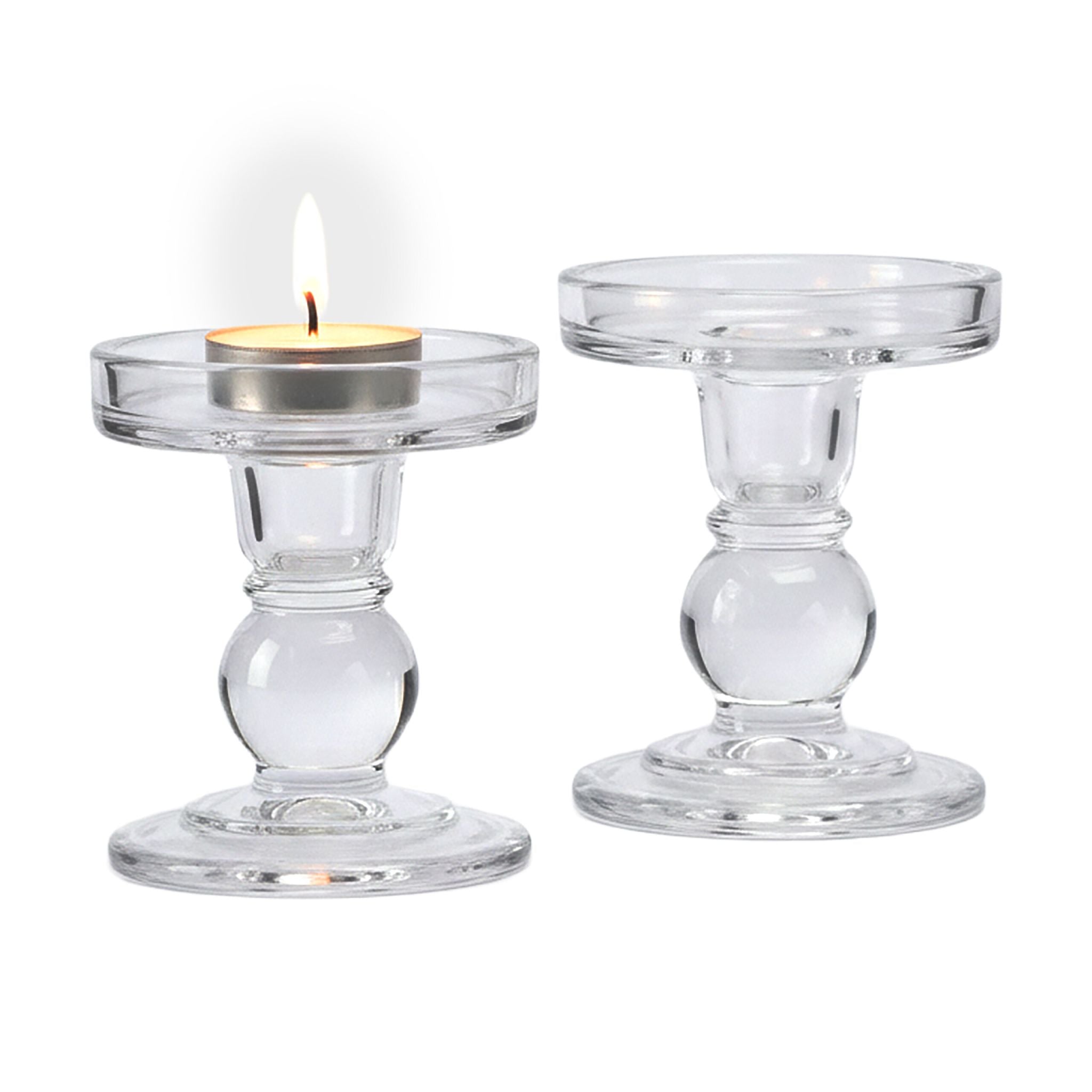 Kerzenhalter Glas 2er-Set Transparent von Relaxdays