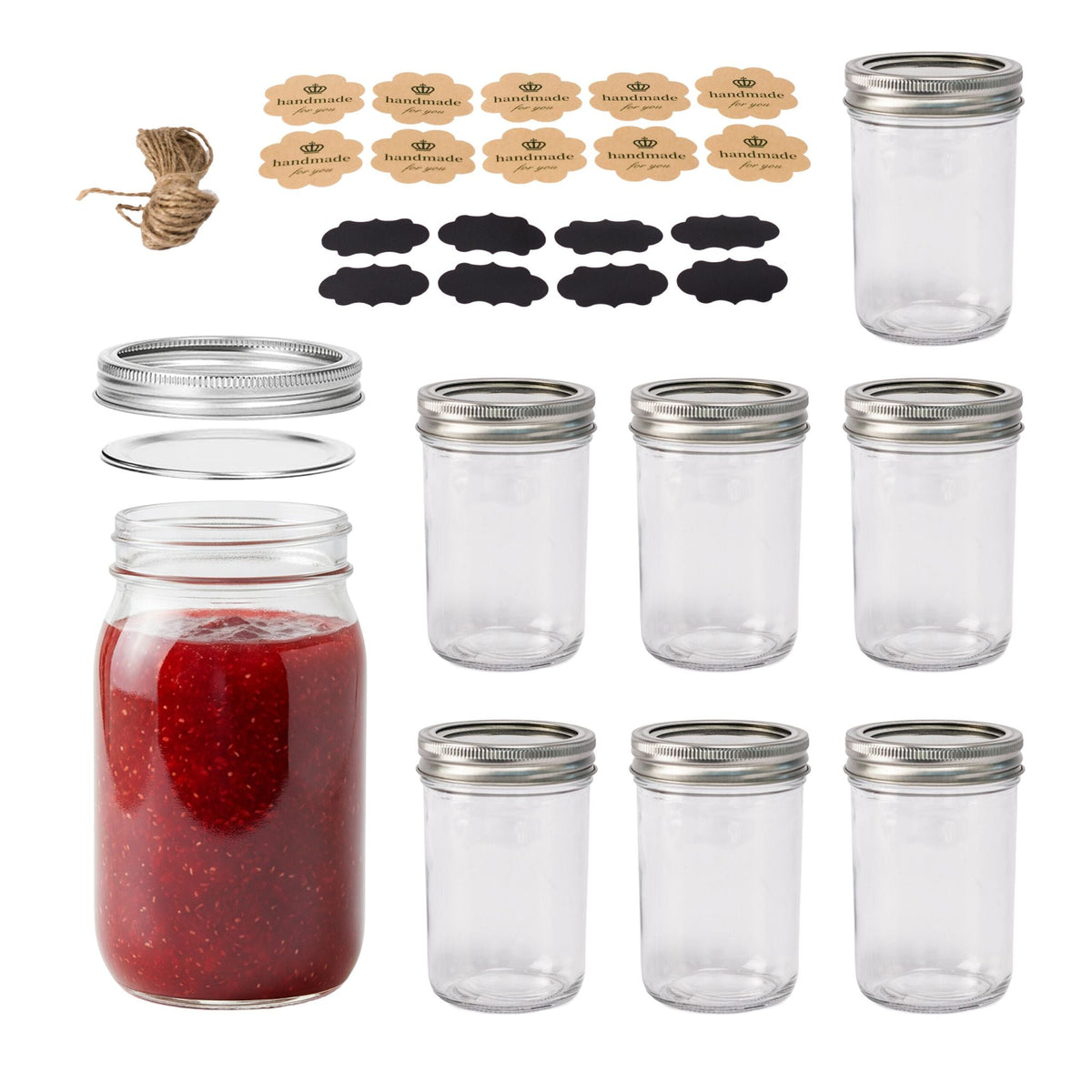 Einmachgläser mit Deckel 8er-Set Silber-Transparent von Relaxdays