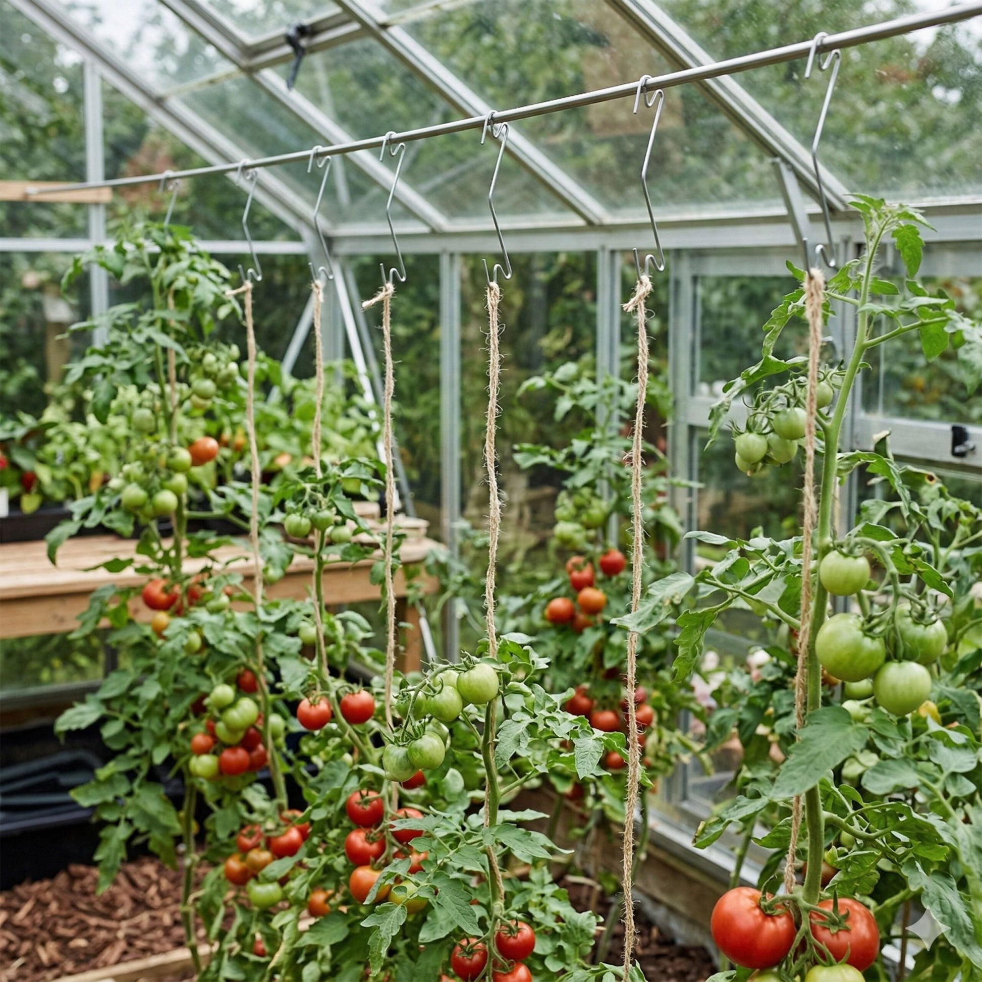 15er-Set Tomaten Haken mit Juteschnur Hellbraun-Silber von Relaxdays