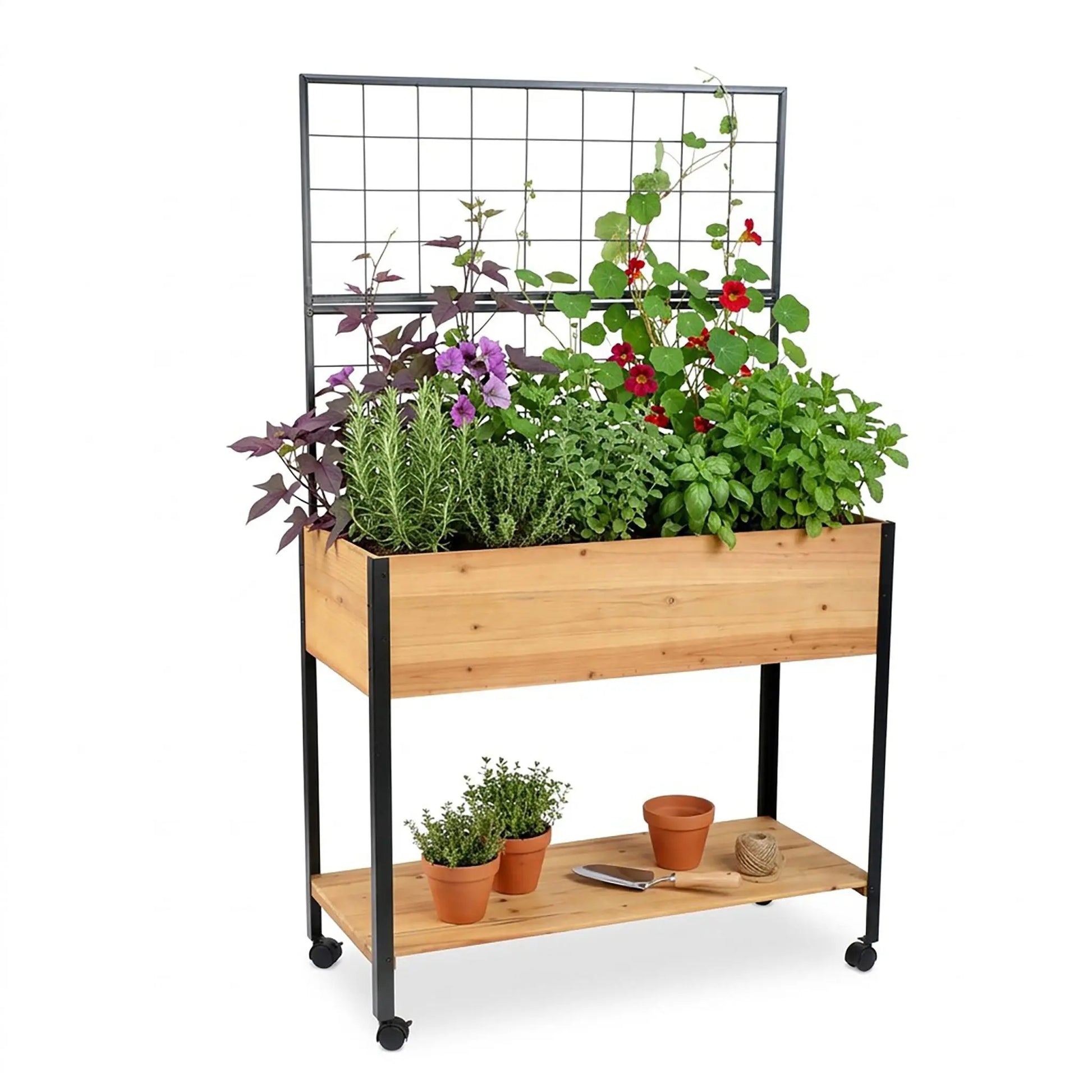 Hochbeet mit Ablage Hellbraun-Schwarz von Relaxdays
