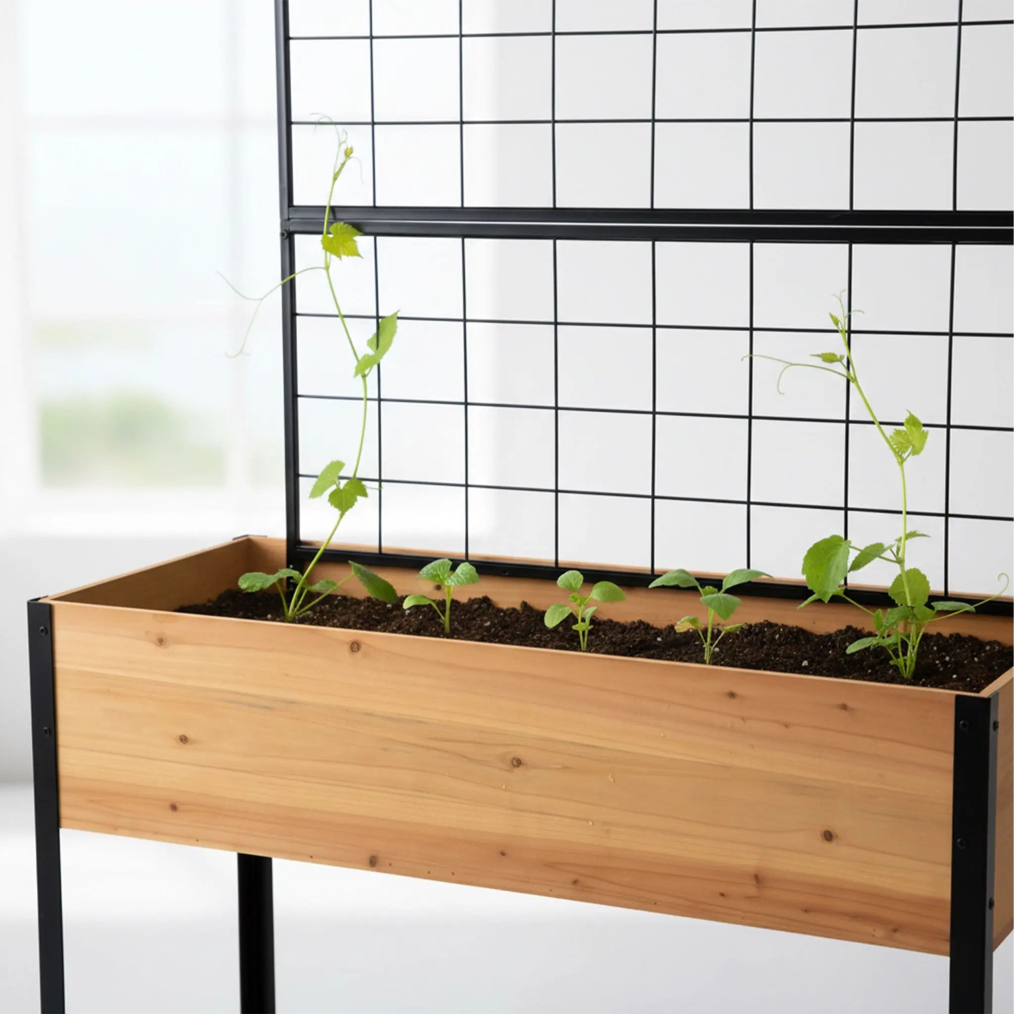 Hochbeet mit Ablage Hellbraun-Schwarz von Relaxdays