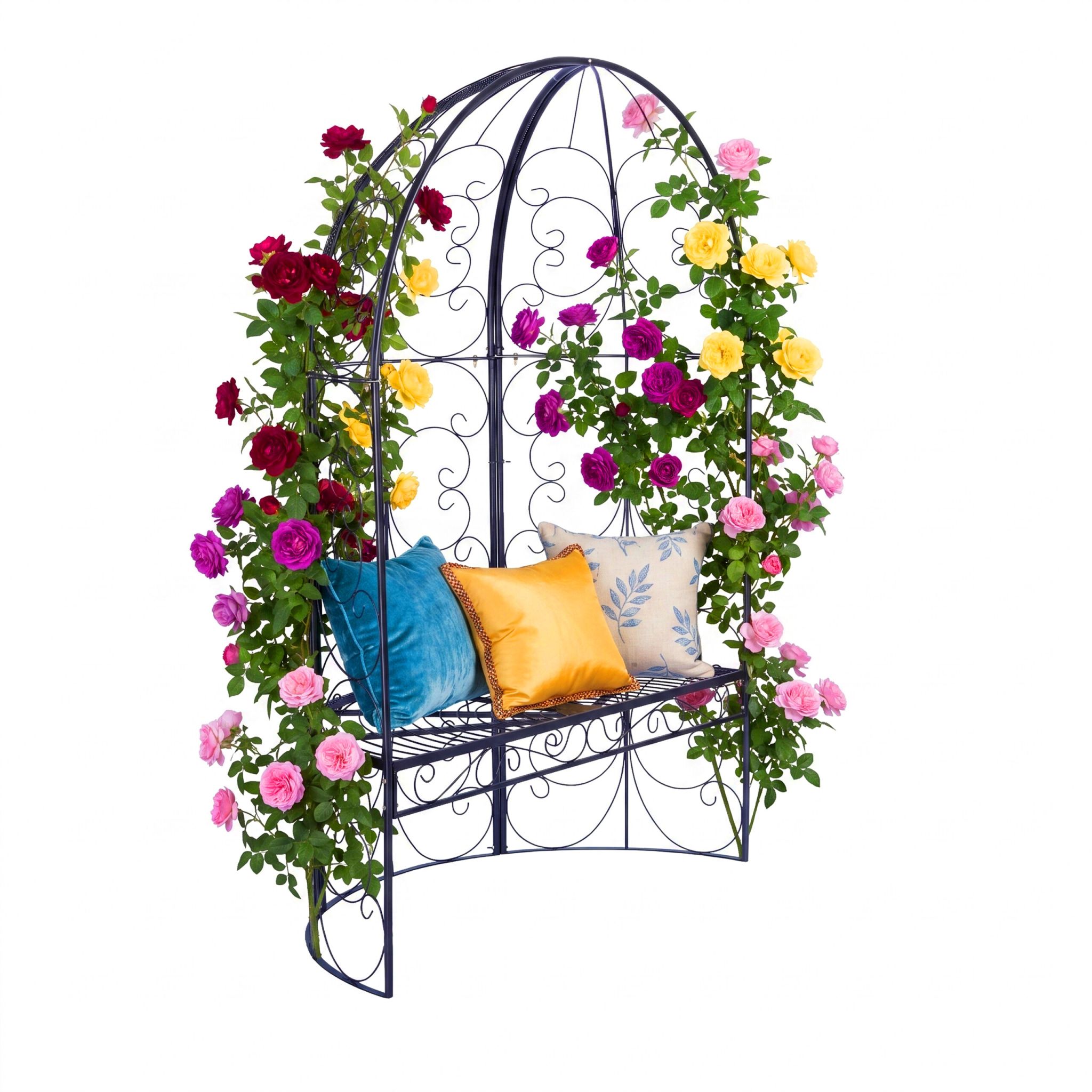 Gartenbank mit Rosenbogen Schwarz von Relaxdays