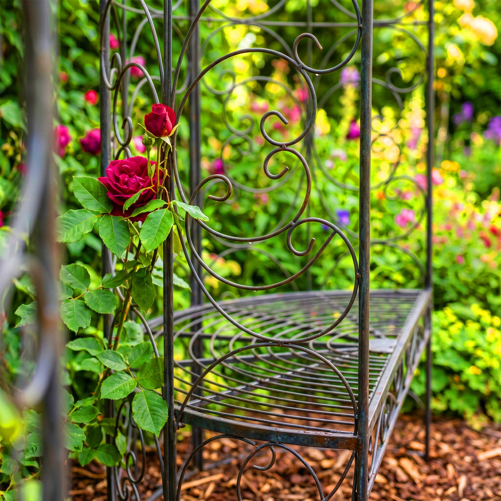 Gartenbank mit Rosenbogen Schwarz von Relaxdays