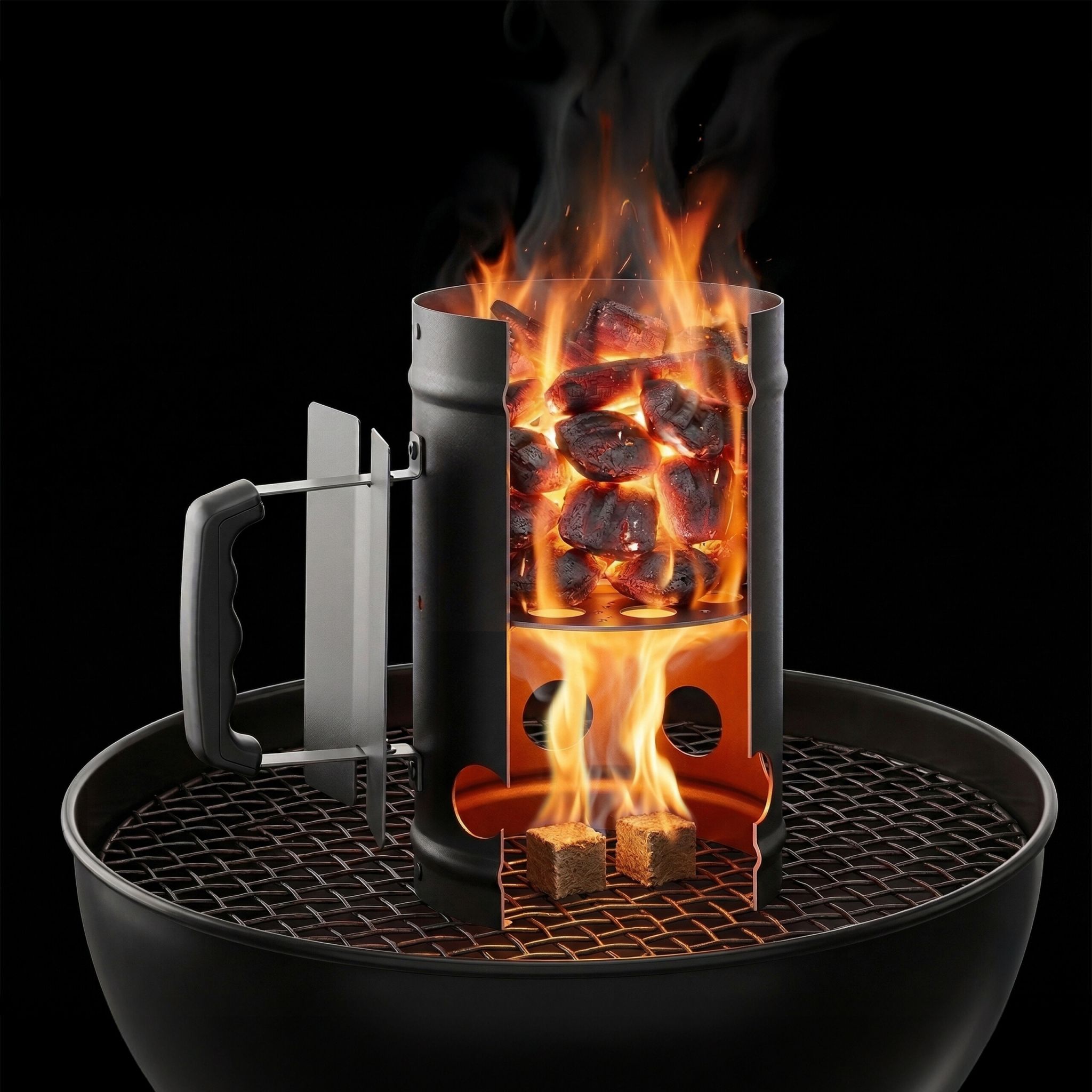 Anzündkamin für den Grill Schwarz von Relaxdays