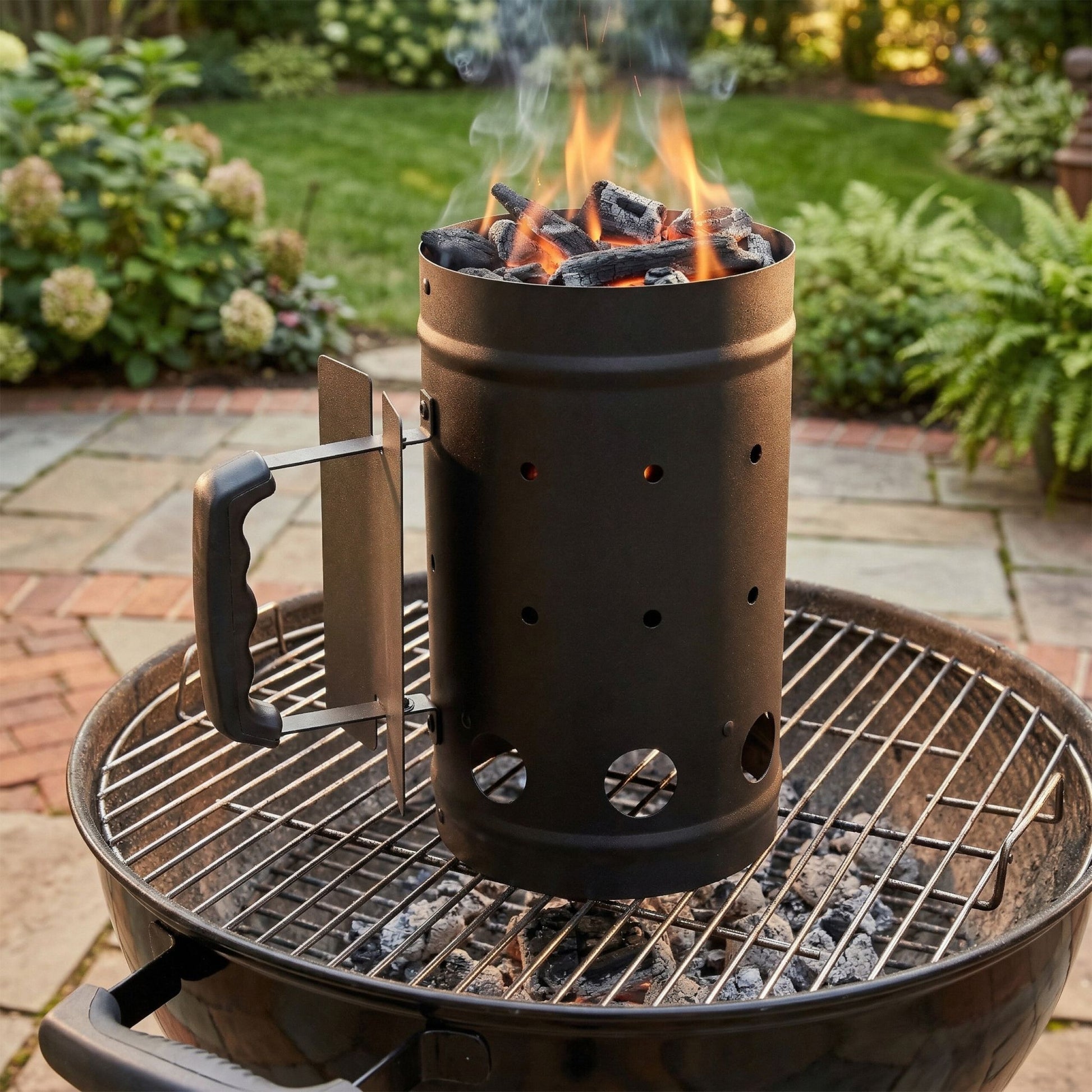 Anzündkamin für den Grill Schwarz von Relaxdays
