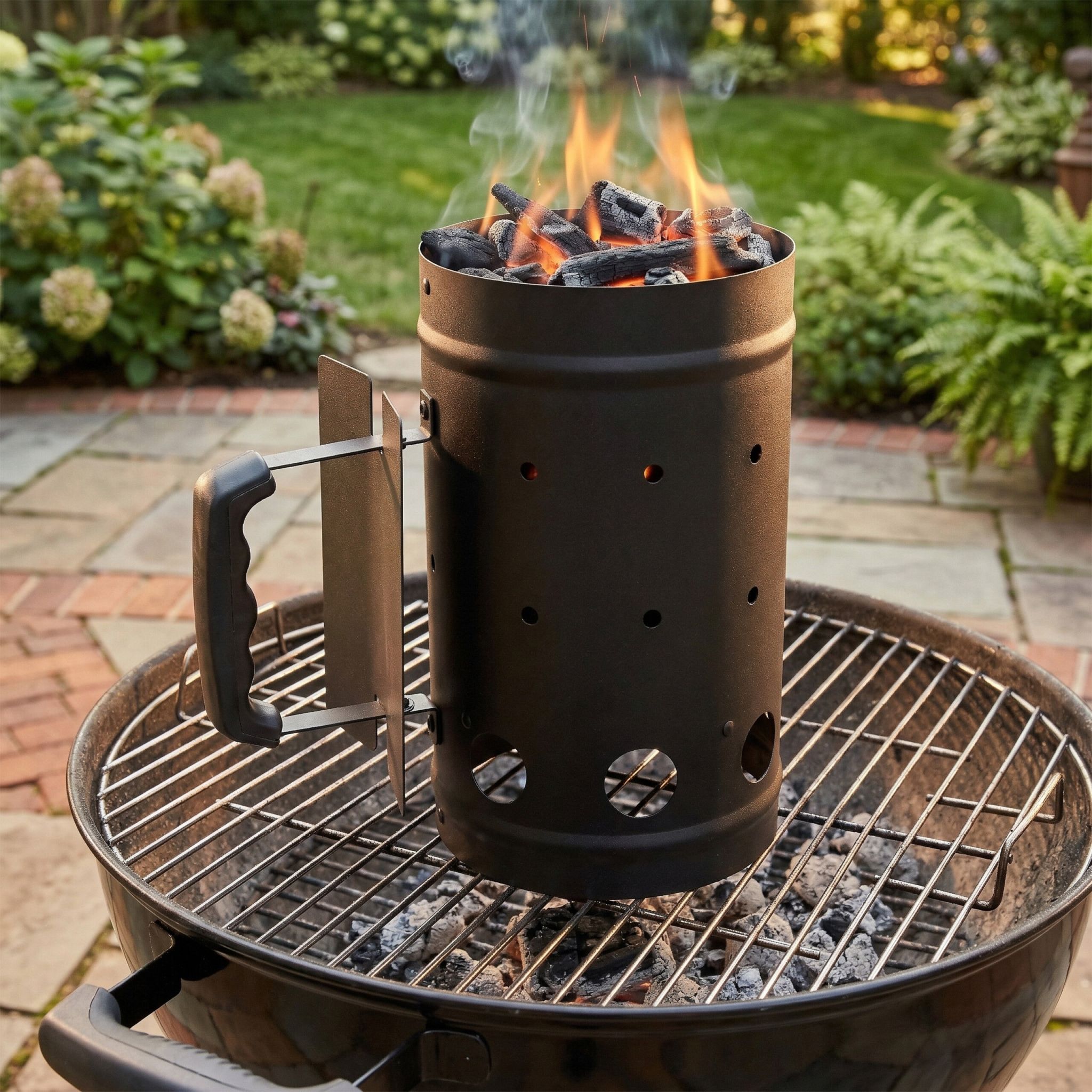 Anzündkamin für den Grill Schwarz von Relaxdays