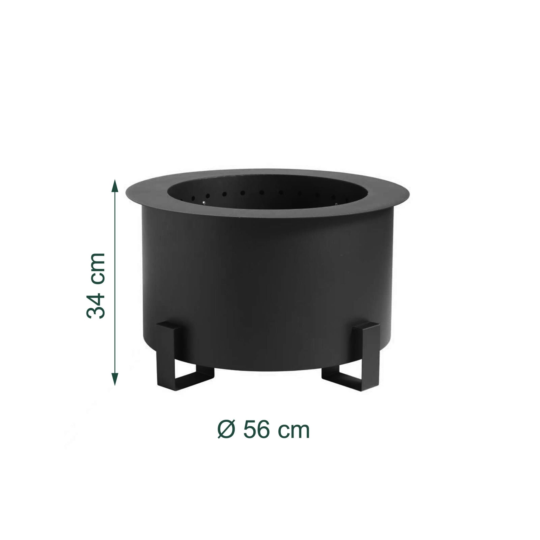 Feuerschale ohne Rauch Ø 56cm Schwarz von Relaxdays
