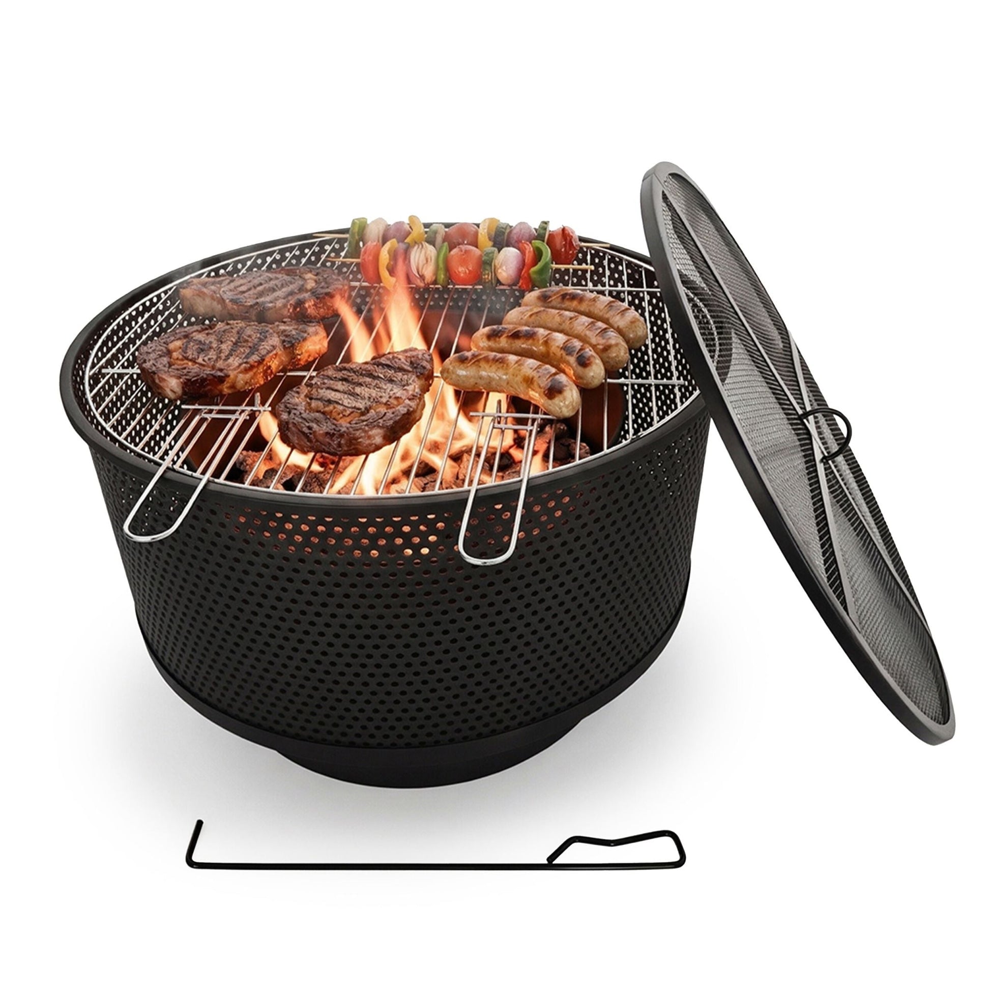 Feuerschale mit Grillrost Schwarz von Relaxdays