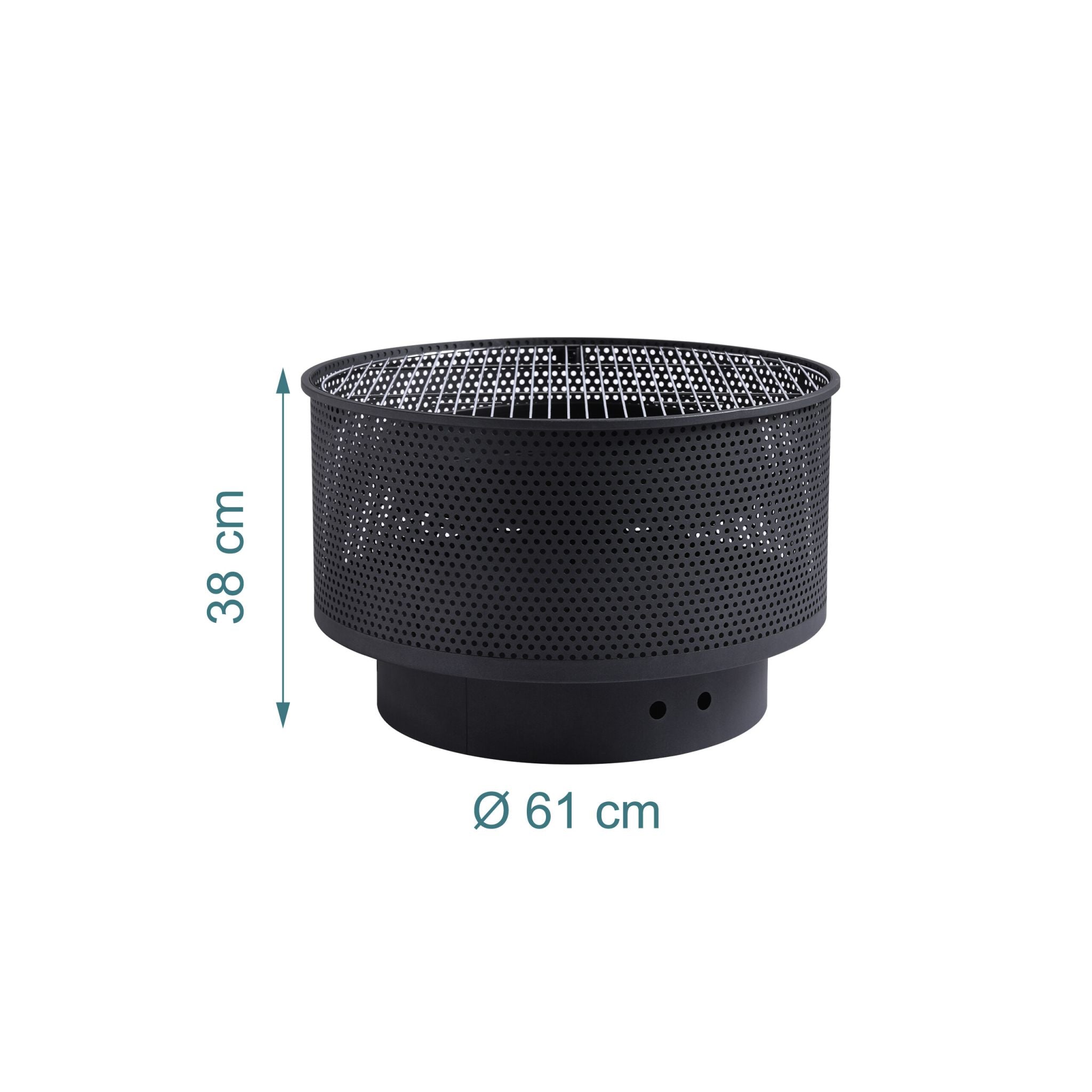 Feuerschale mit Grillrost Schwarz von Relaxdays
