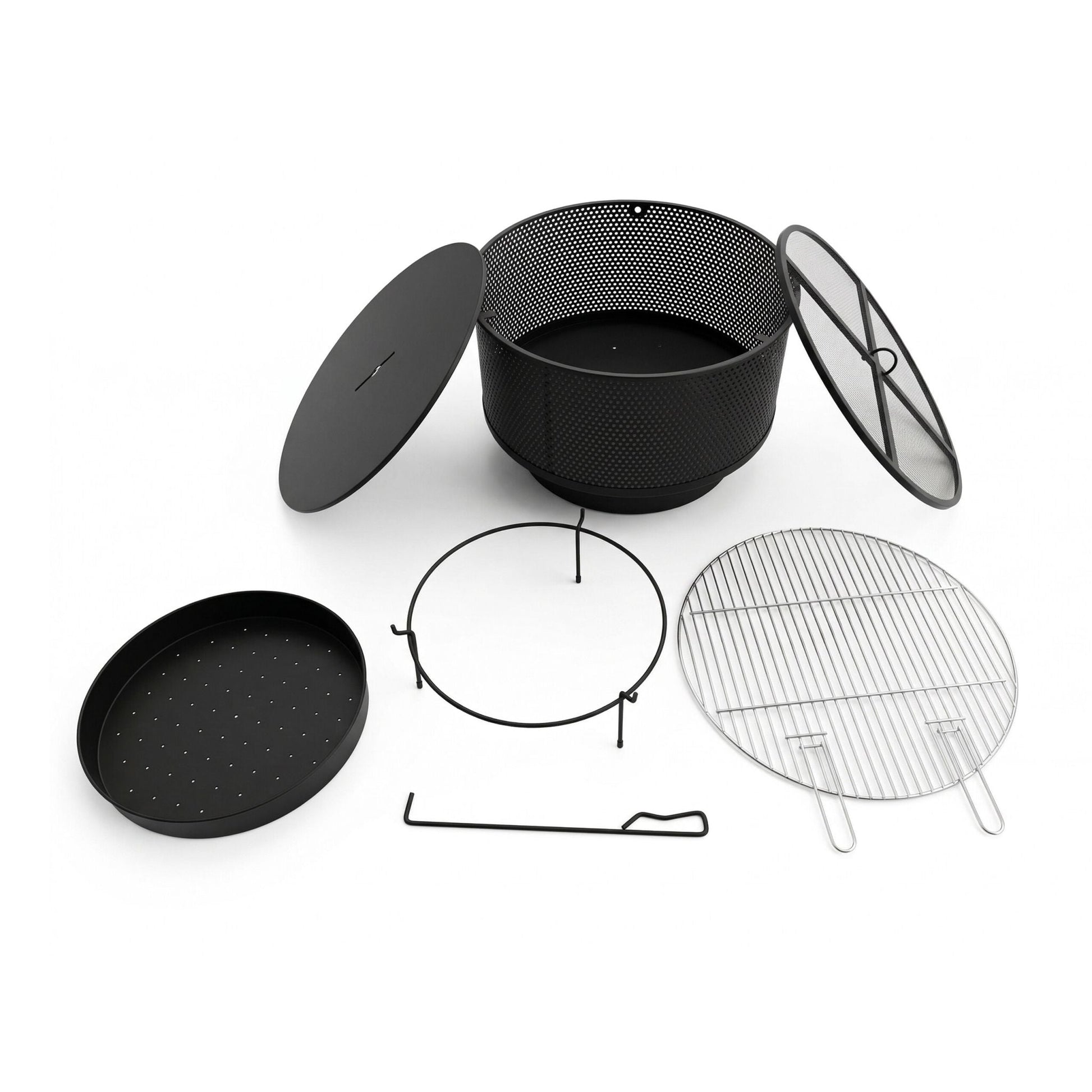Feuerschale mit Grillrost Schwarz von Relaxdays