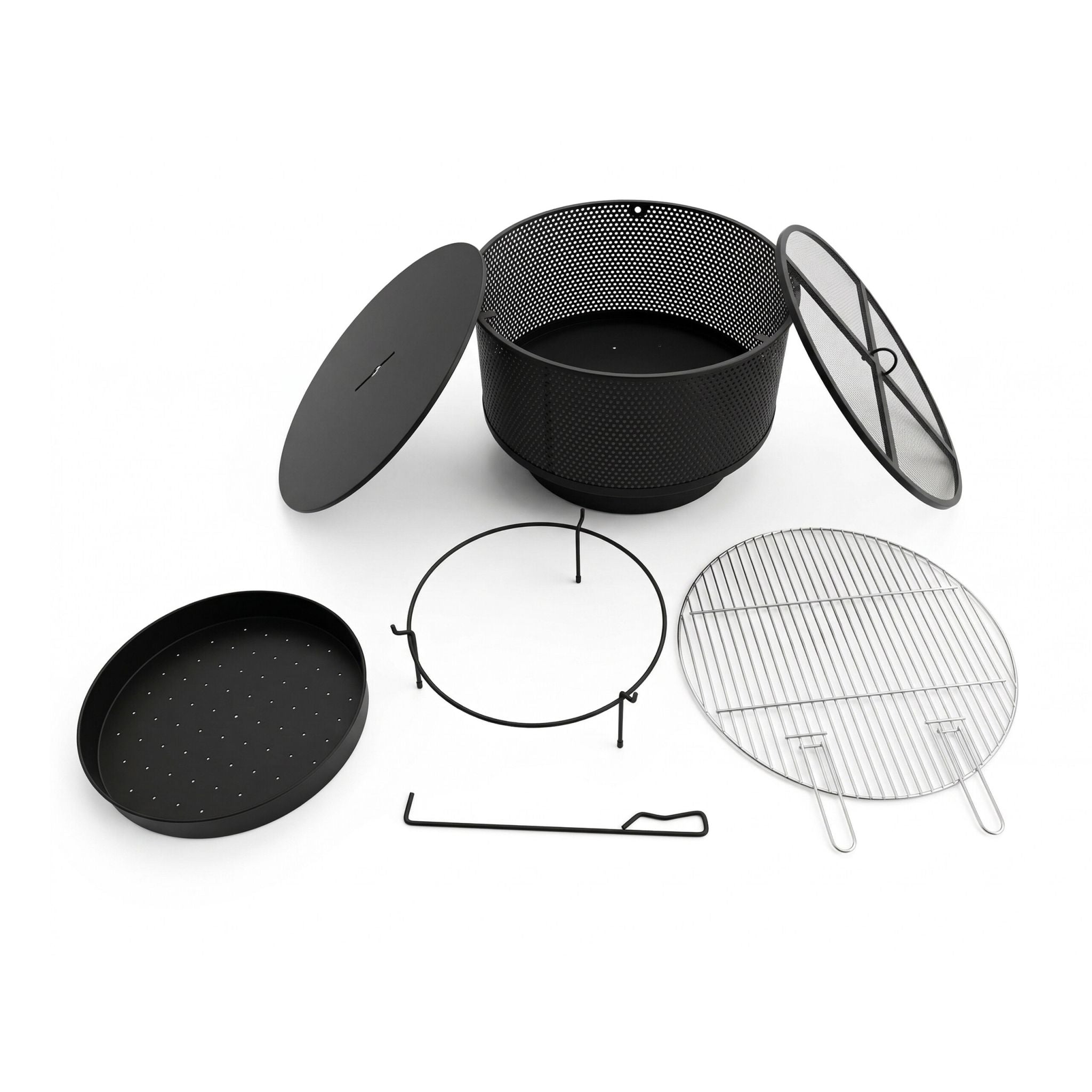 Feuerschale mit Grillrost Schwarz von Relaxdays