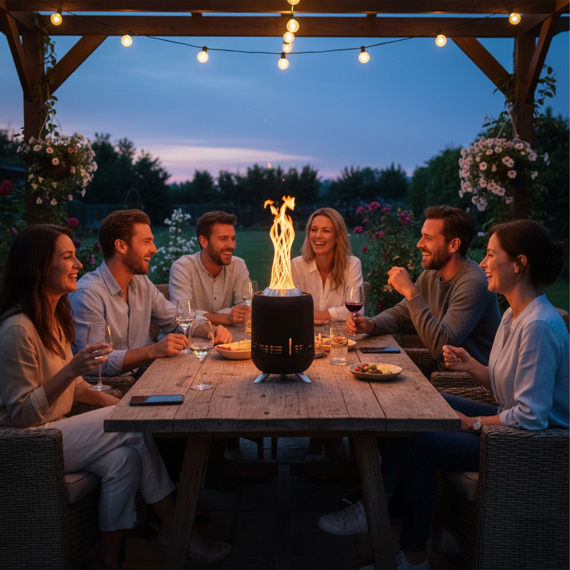 Tischkamin ohne Rauch Ø16,5cm Schwarz von Relaxdays