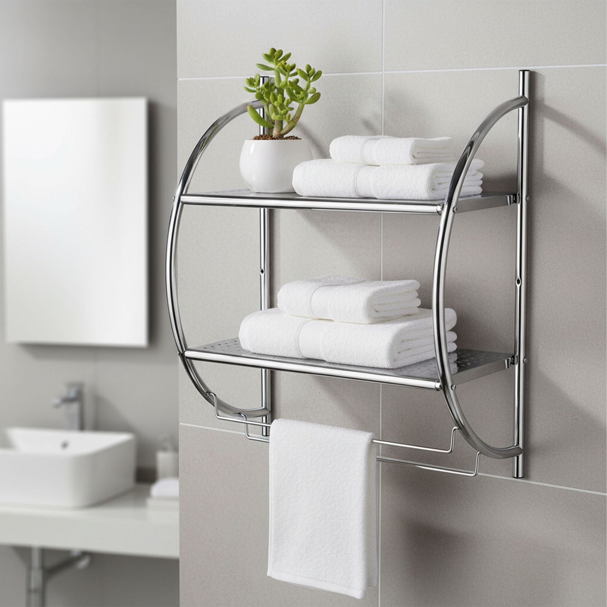 Badregal für die Wand Silber von Relaxdays
