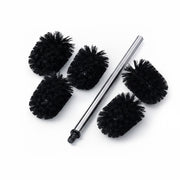 WC Bürste mit 5 Bürstenköpfen D 8cm Schwarz-Silber