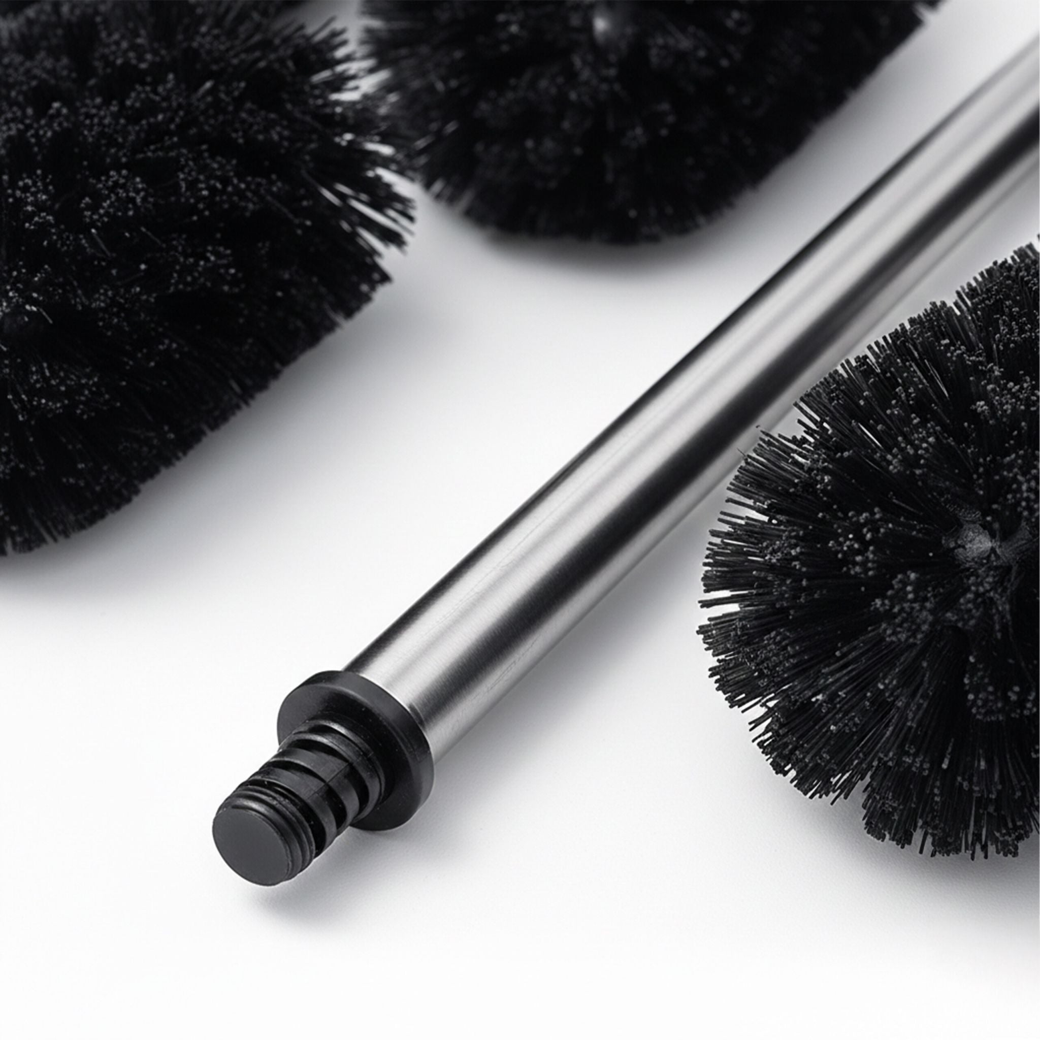 WC Bürste mit 5 Bürstenköpfen D 8cm Schwarz-Silber