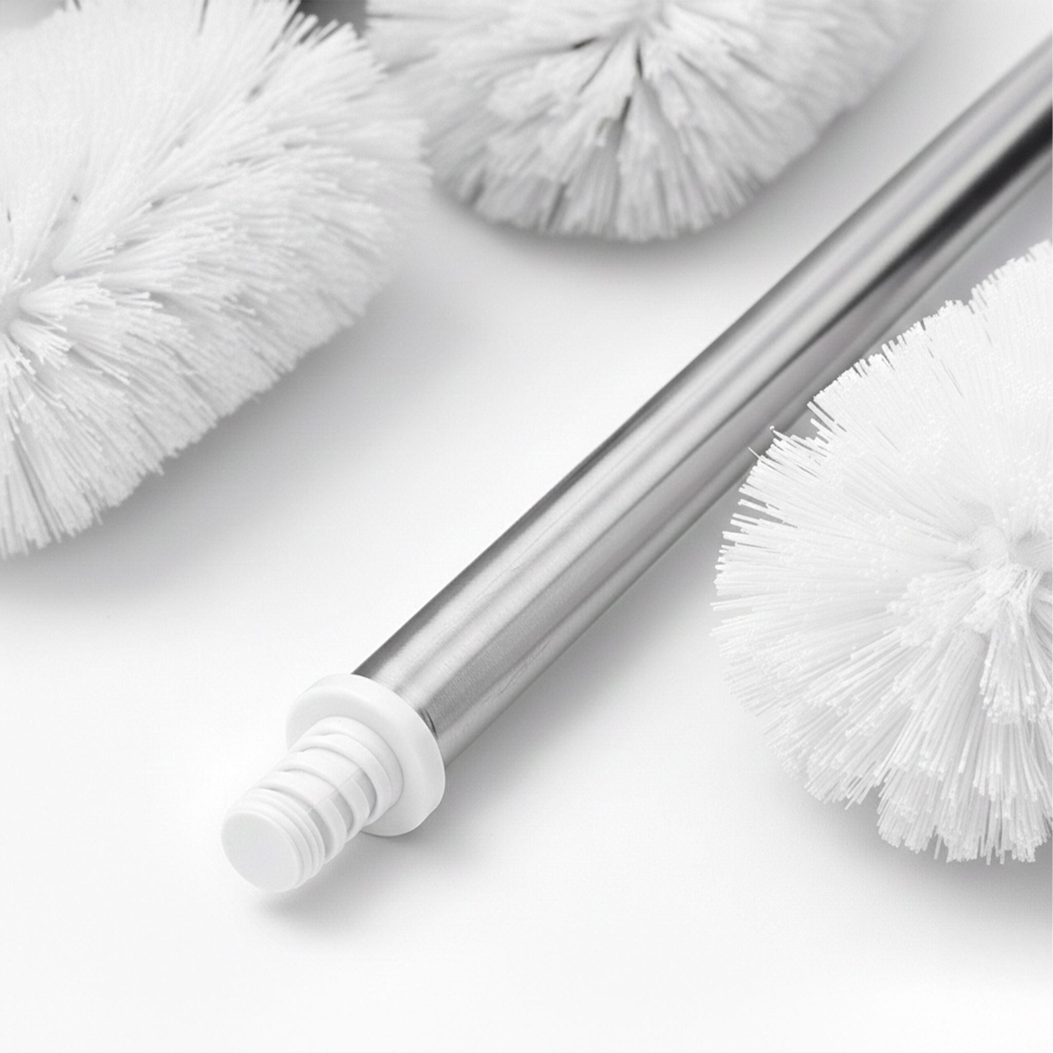 WC Bürste mit 5 Bürstenköpfen D 8cm Weiss-Silber