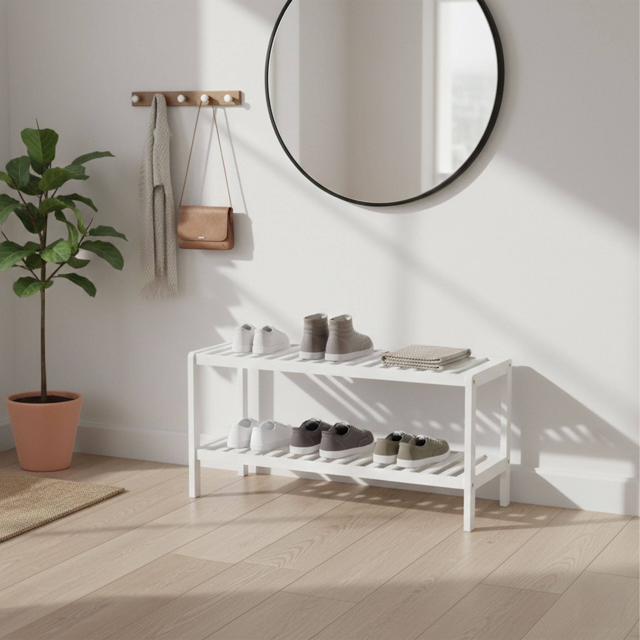 Schuhregal Bambus Weiss von Relaxdays