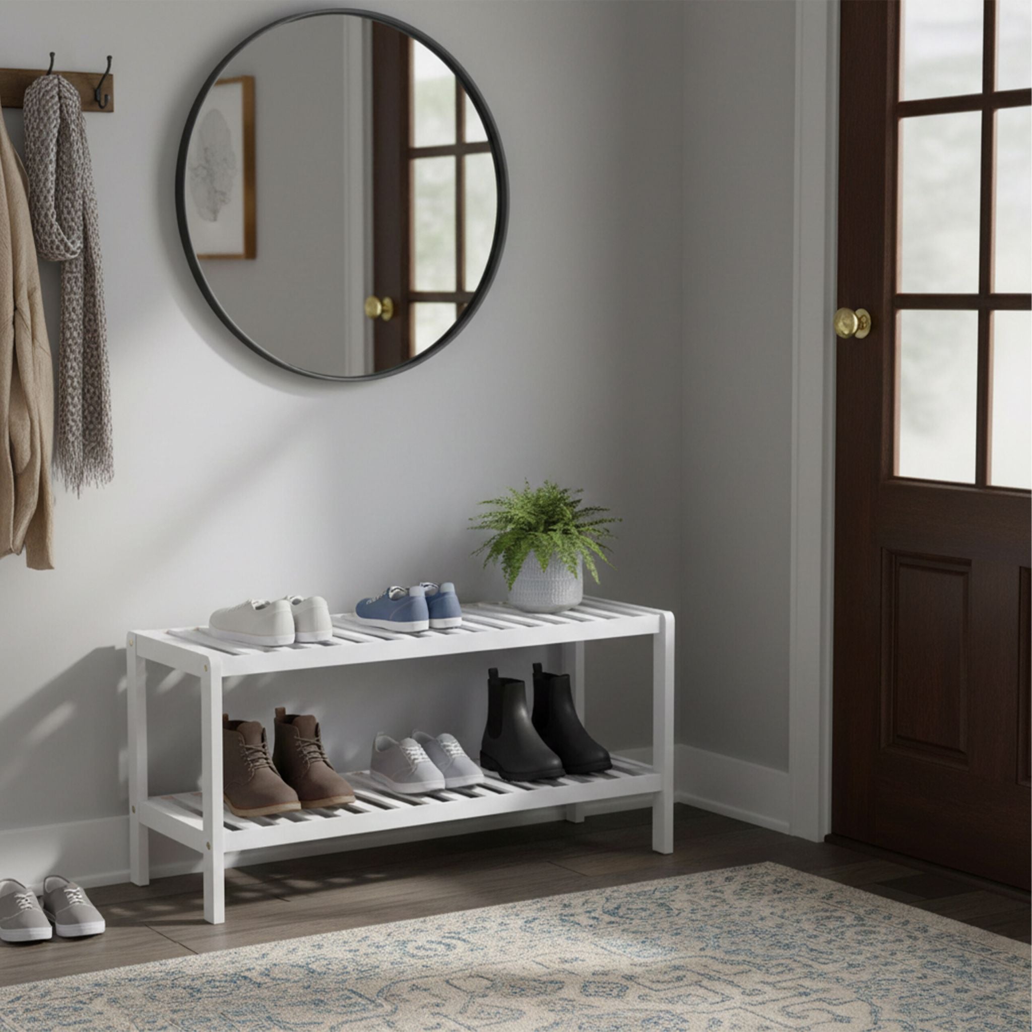 Schuhregal Bambus Weiss von Relaxdays