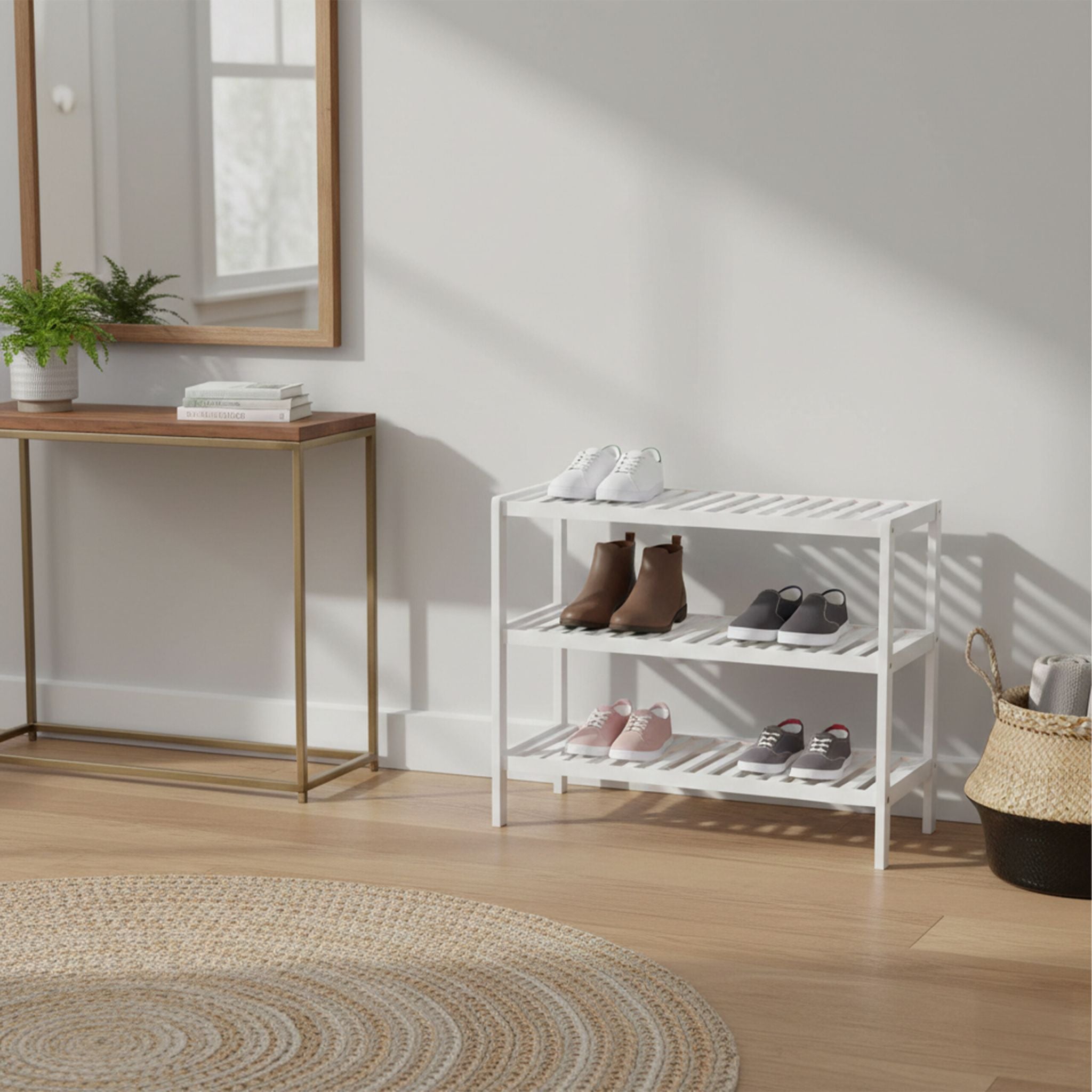 Schuhregal Bambus Weiss von Relaxdays