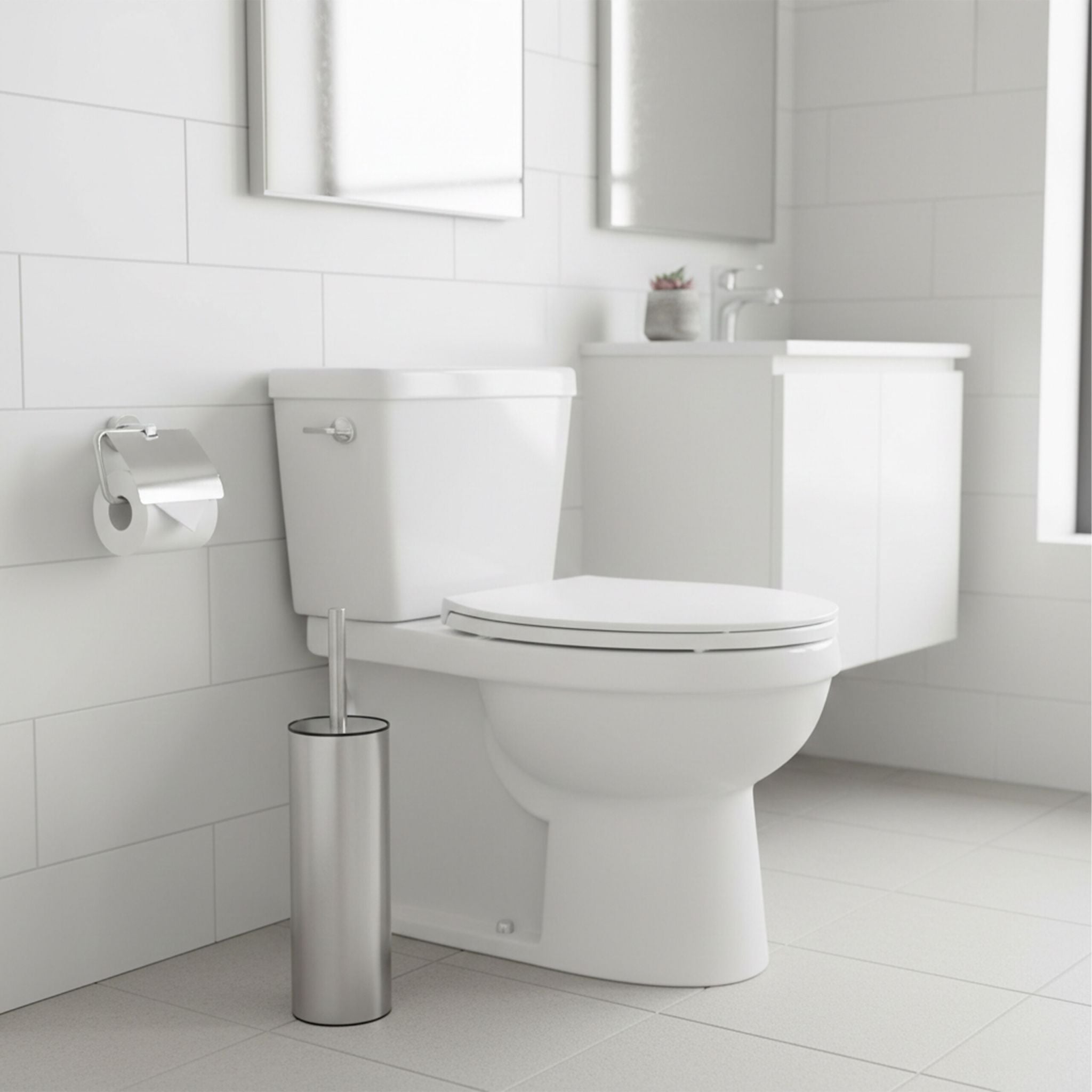 WC Bürste mit Randreiniger Schwarz-Silber