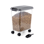 Futterbehälter mit Rollen & Schaufel 20L Schwarz-Transparent-Grau