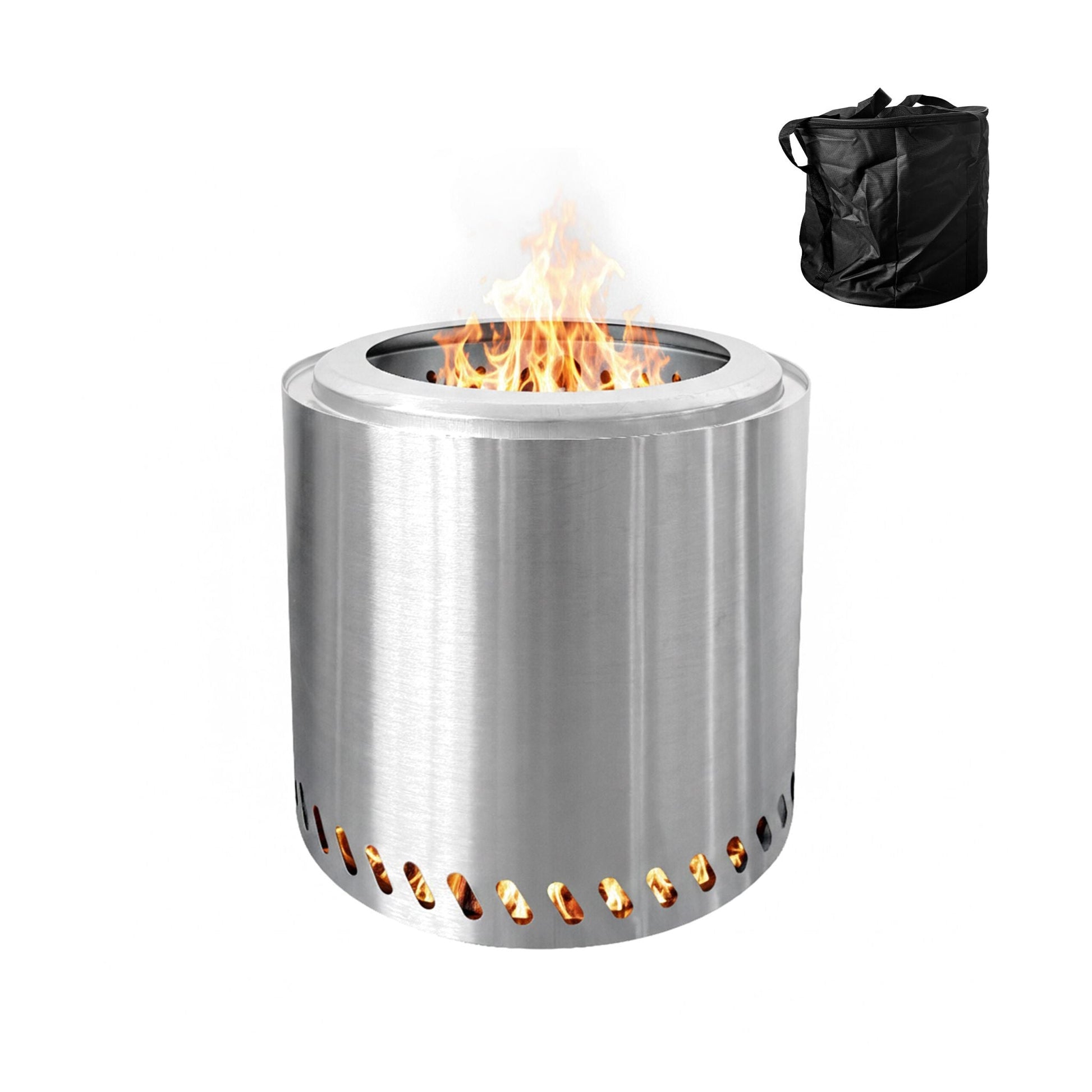 Feuerschale ohne Rauch Ø 38cm Silber von Relaxdays