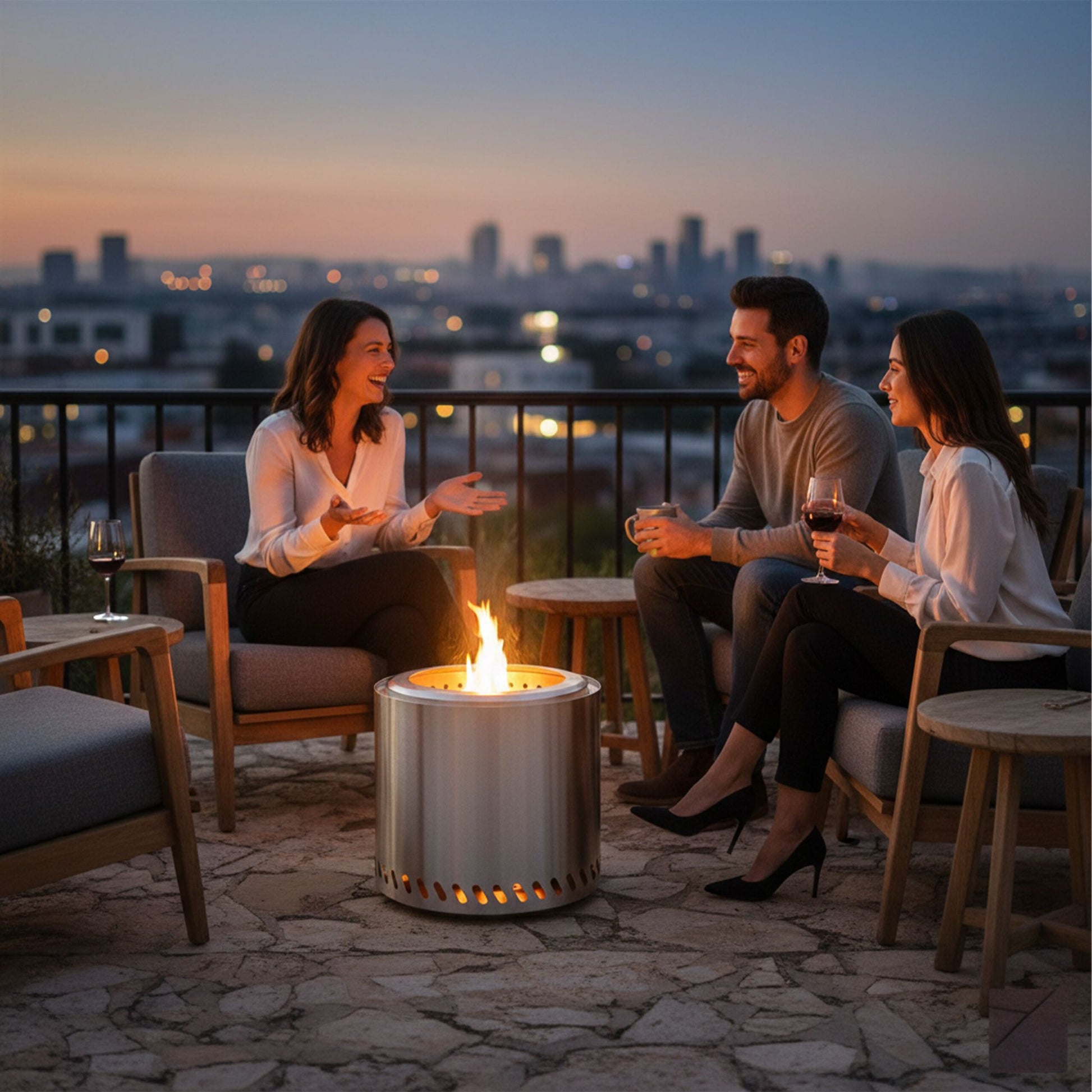 Feuerschale ohne Rauch Ø 38cm Silber von Relaxdays