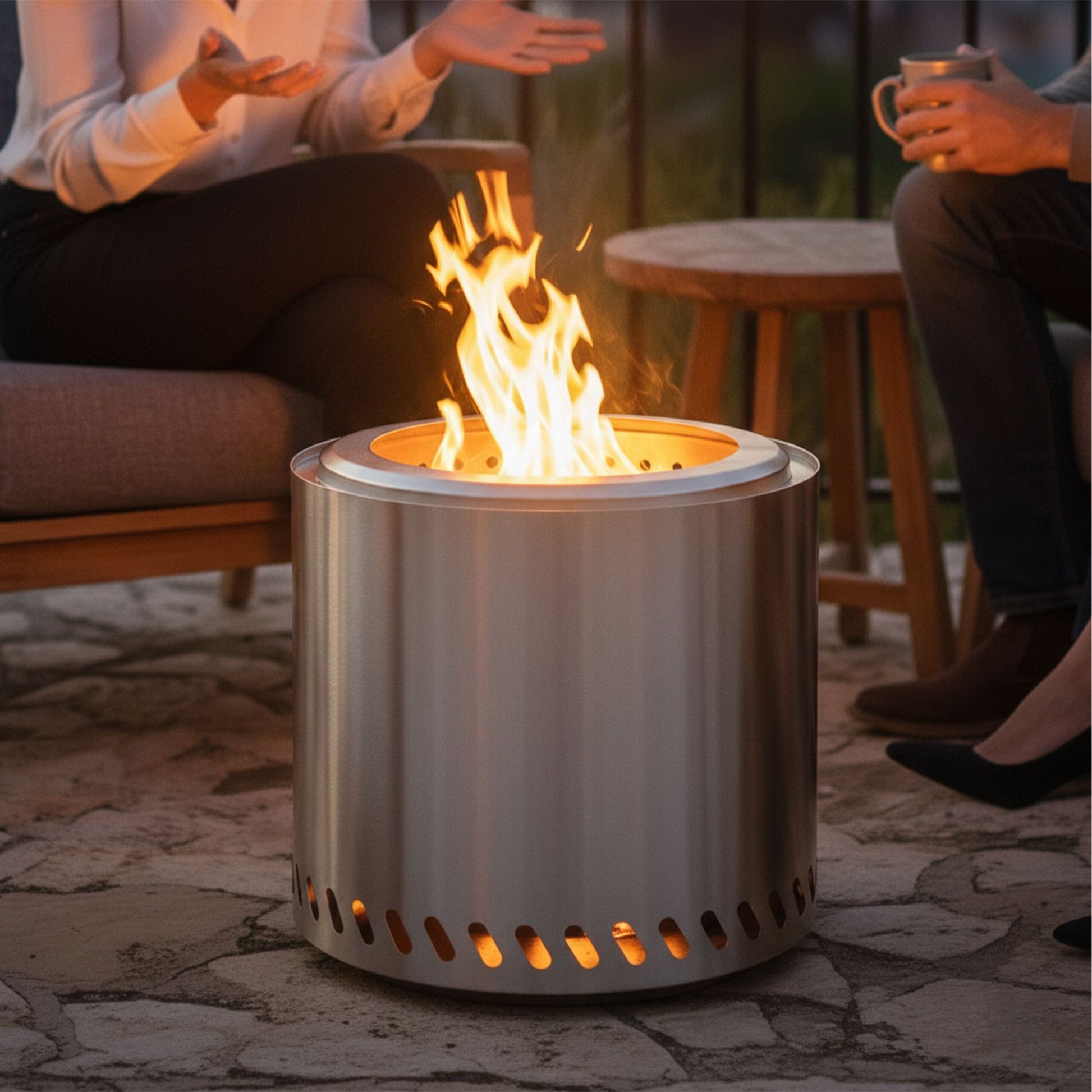 Feuerschale ohne Rauch Ø 38cm Silber von Relaxdays