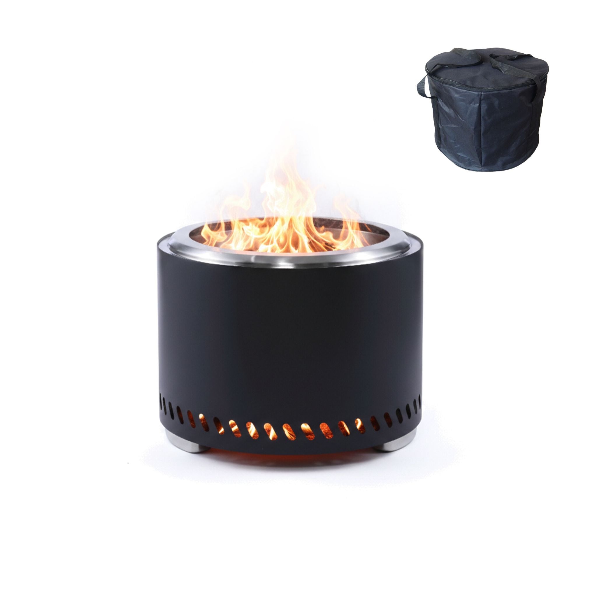Feuerschale ohne Rauch Ø 49,5cm Schwarz von Relaxdays