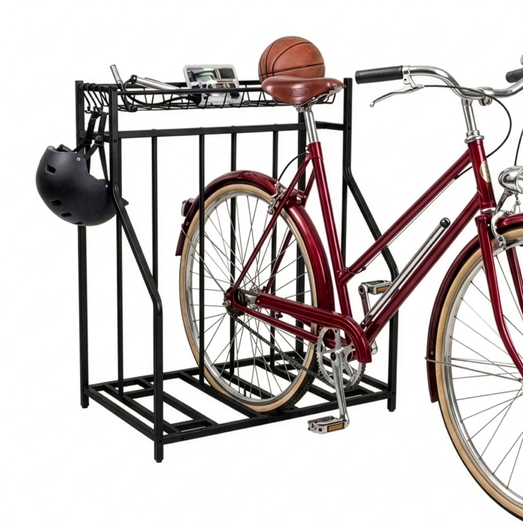 Fahrradständer Boden mit Korb Schwarz von Relaxdays
