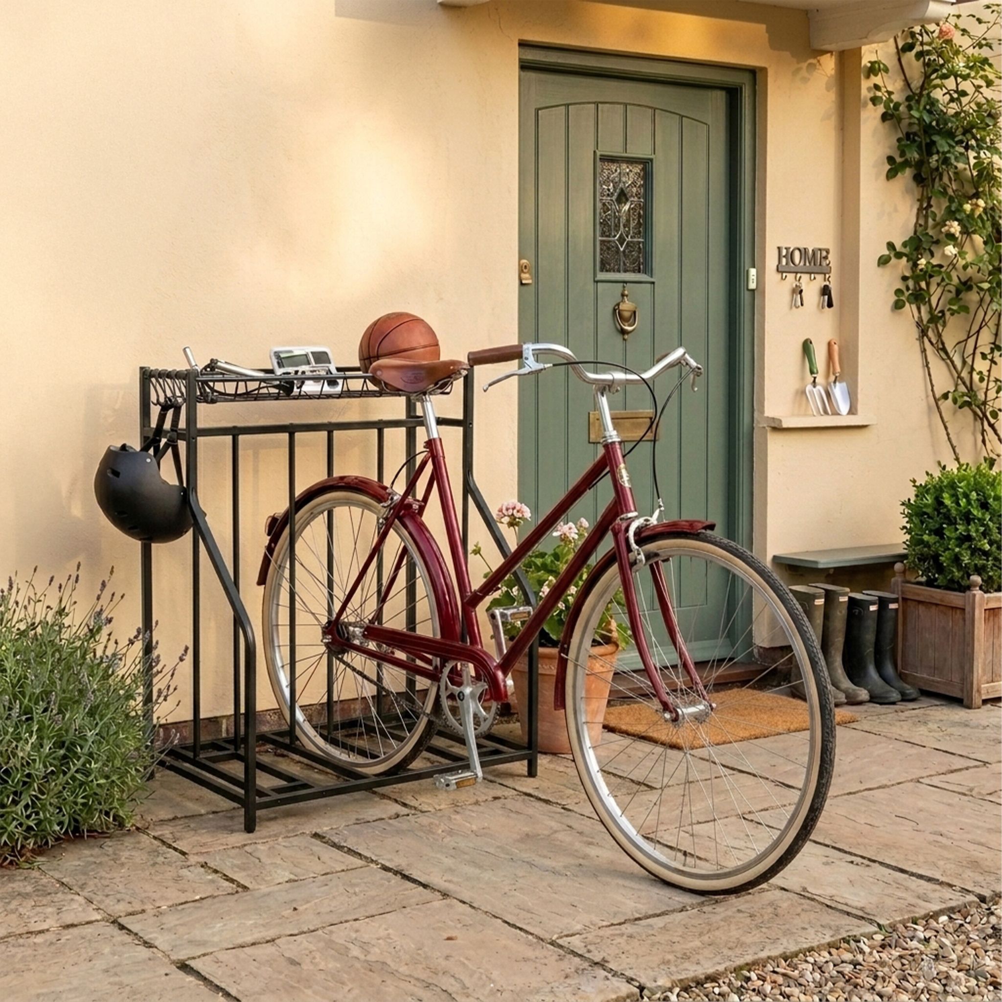 Fahrradständer Boden mit Korb Schwarz von Relaxdays