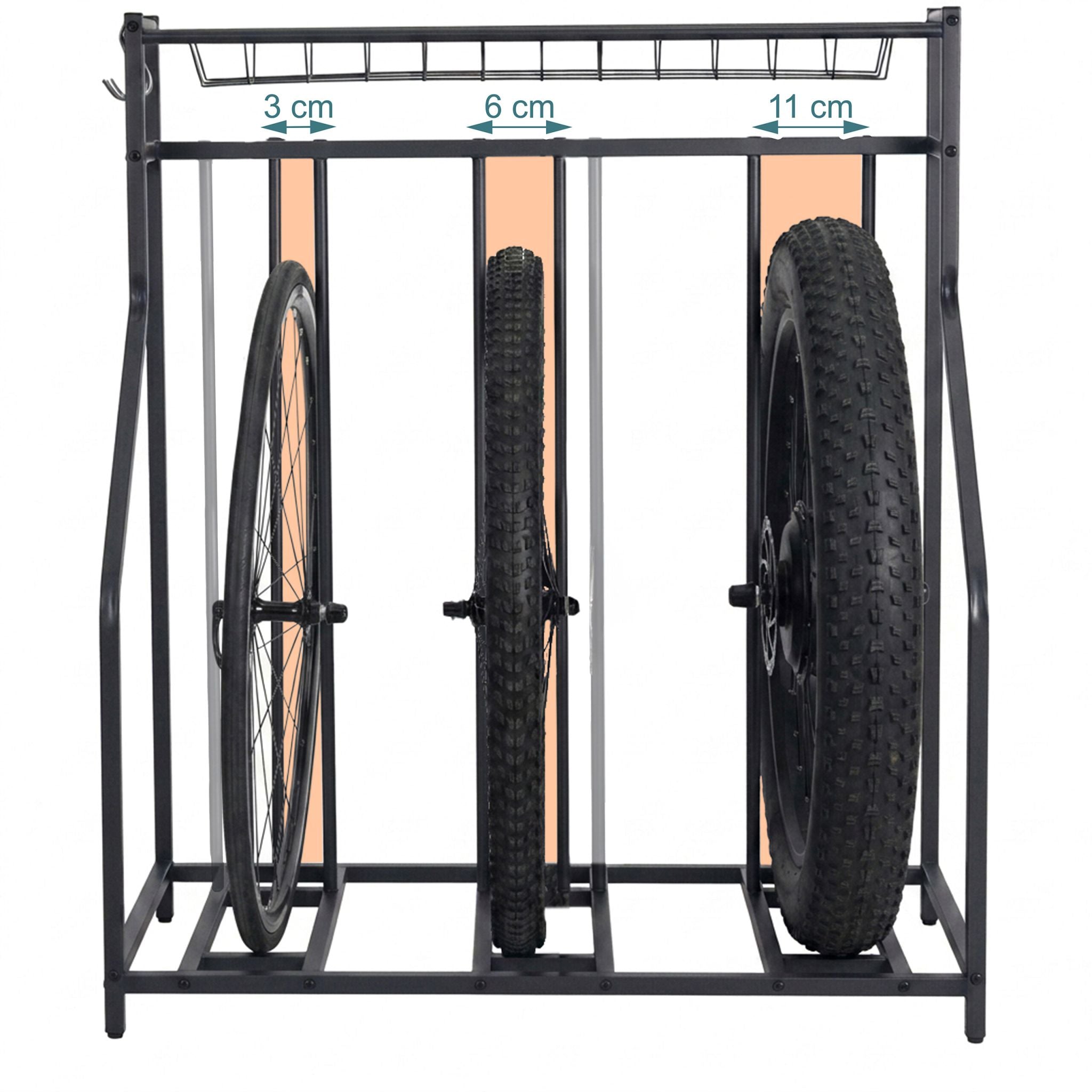 Fahrradständer Boden mit Korb Schwarz von Relaxdays