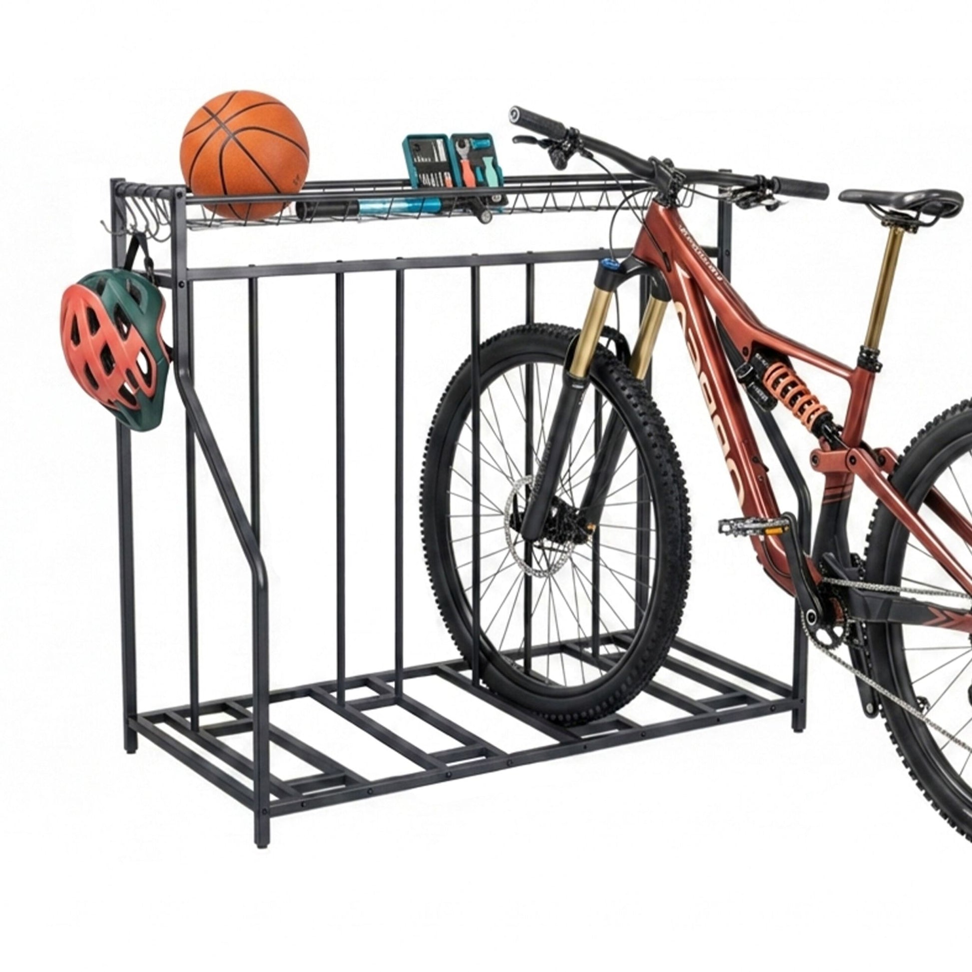 Fahrradständer Boden mit Korb Schwarz von Relaxdays