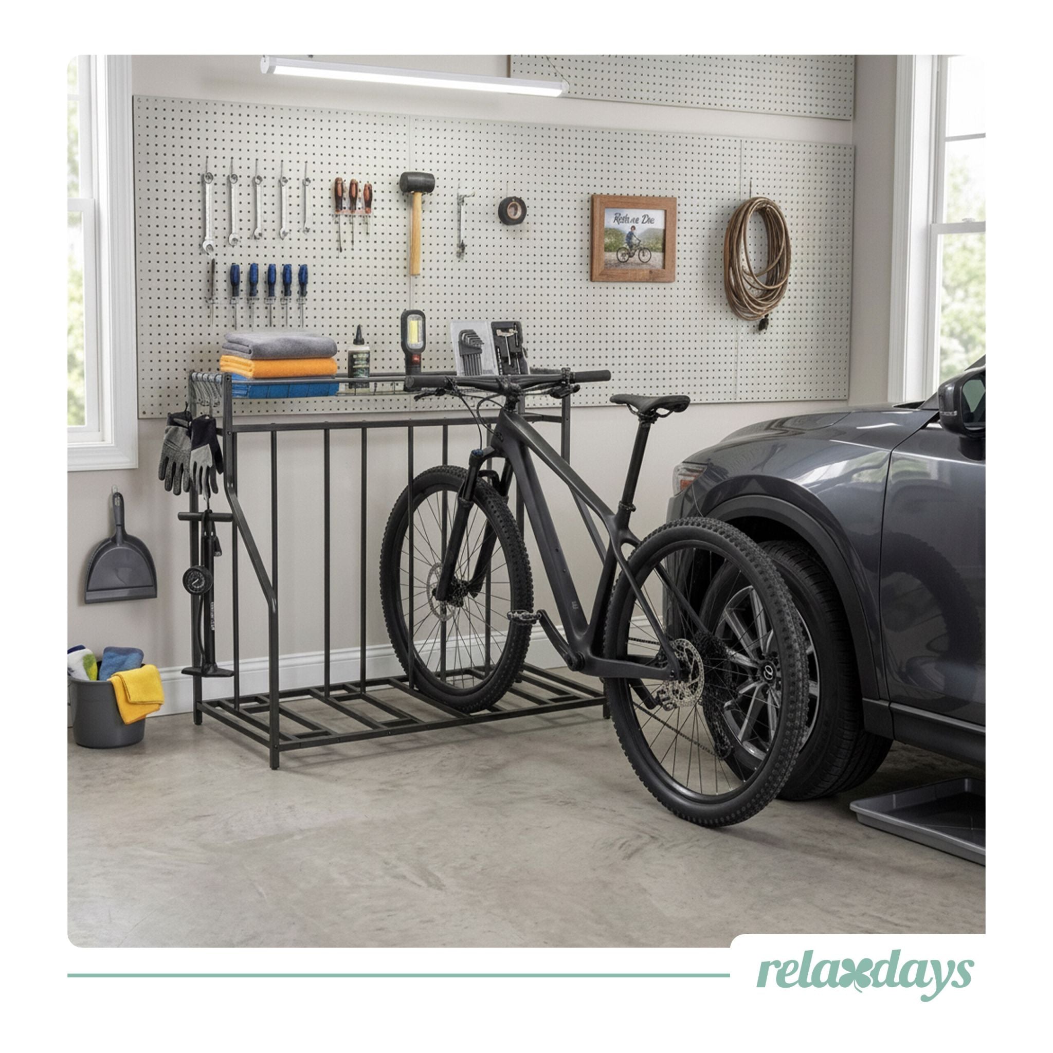 Fahrradständer Boden mit Korb Schwarz von Relaxdays