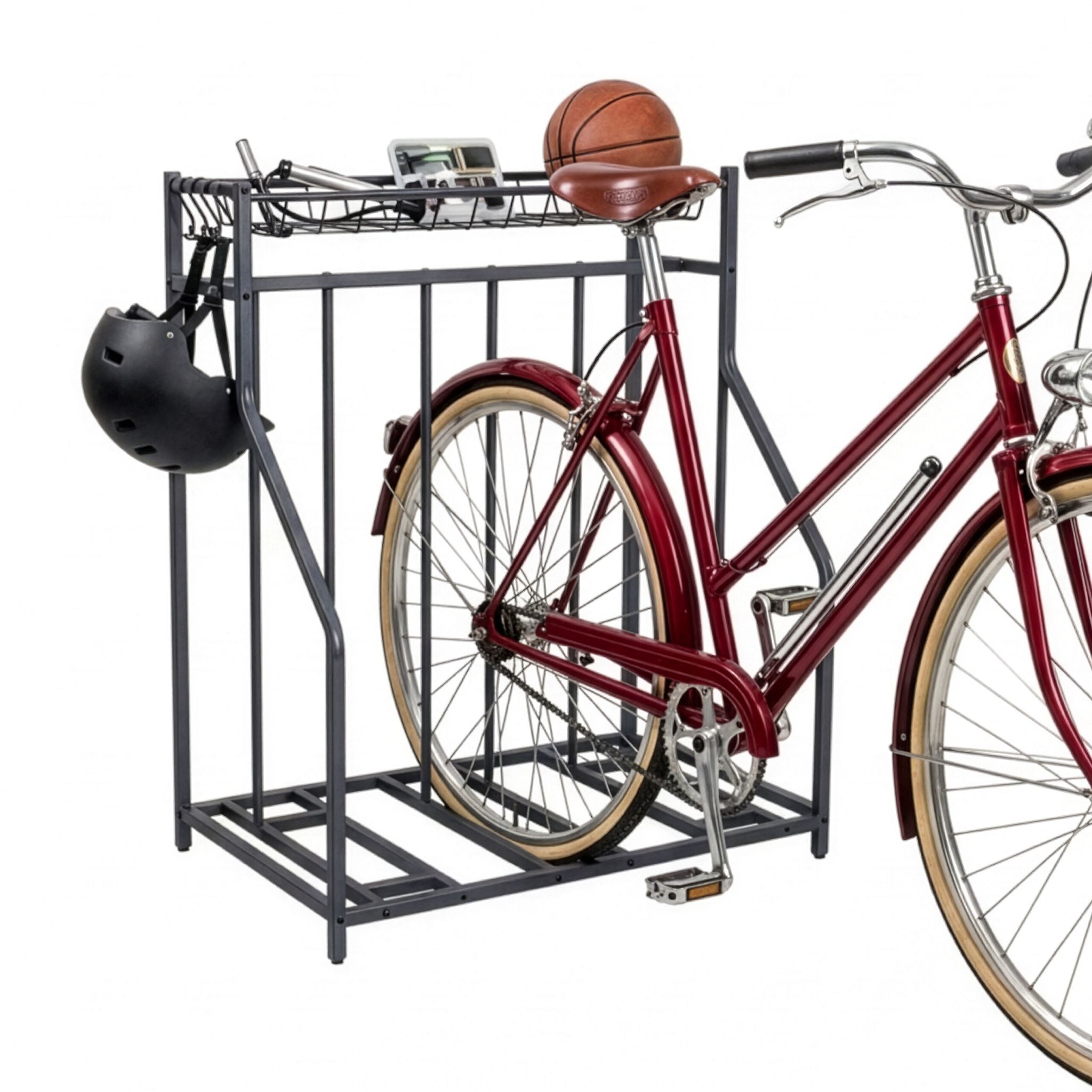 Fahrradständer Boden mit Korb Anthrazit von Relaxdays