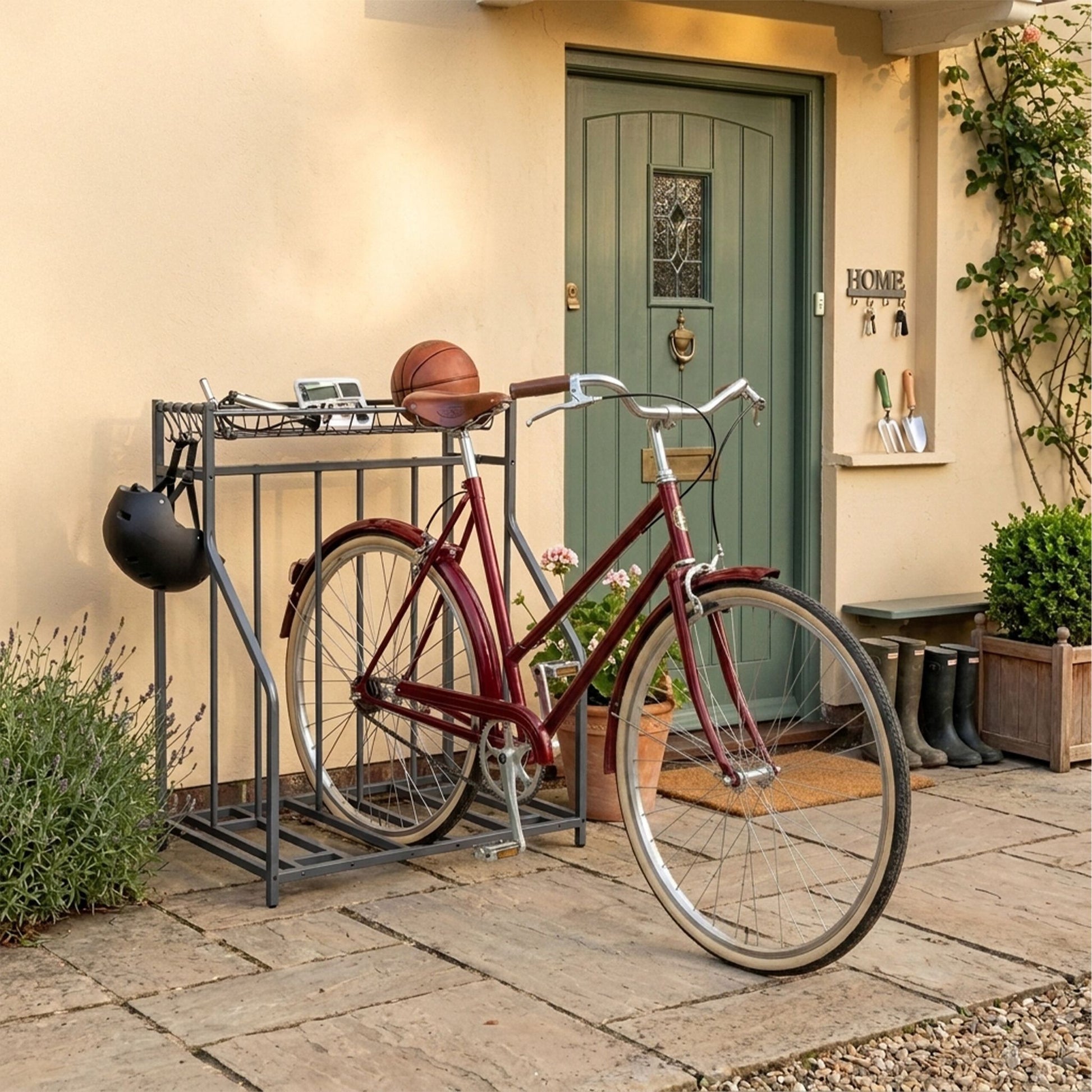 Fahrradständer Boden mit Korb Anthrazit von Relaxdays