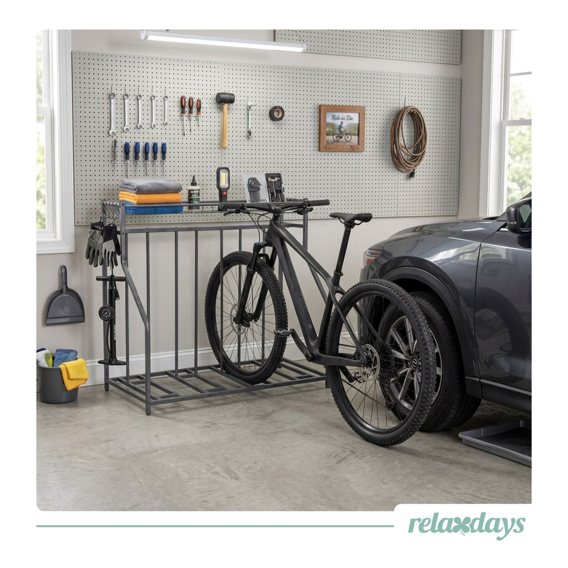 Fahrradständer Boden mit Korb Anthrazit von Relaxdays