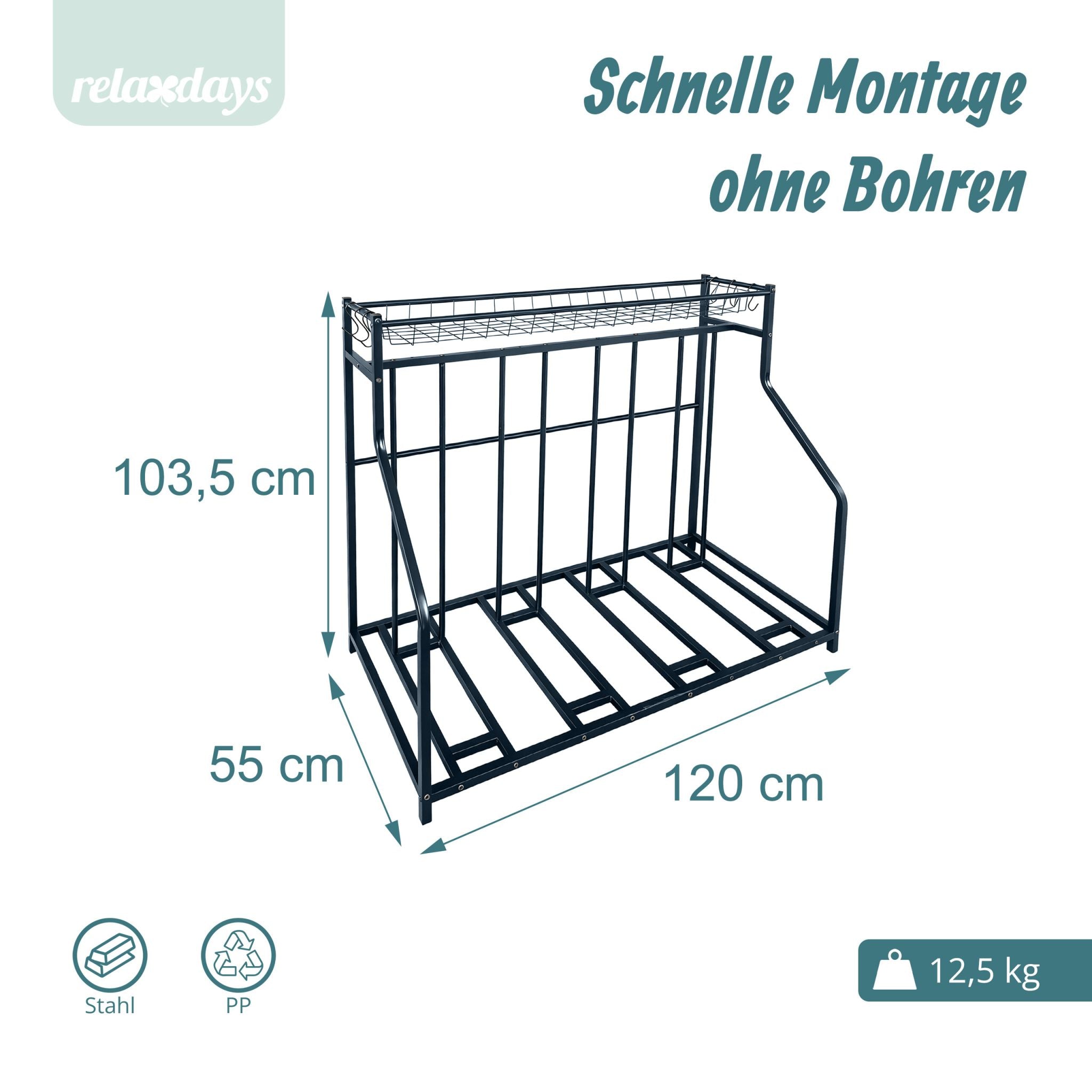 Fahrradständer Boden mit Korb Anthrazit von Relaxdays