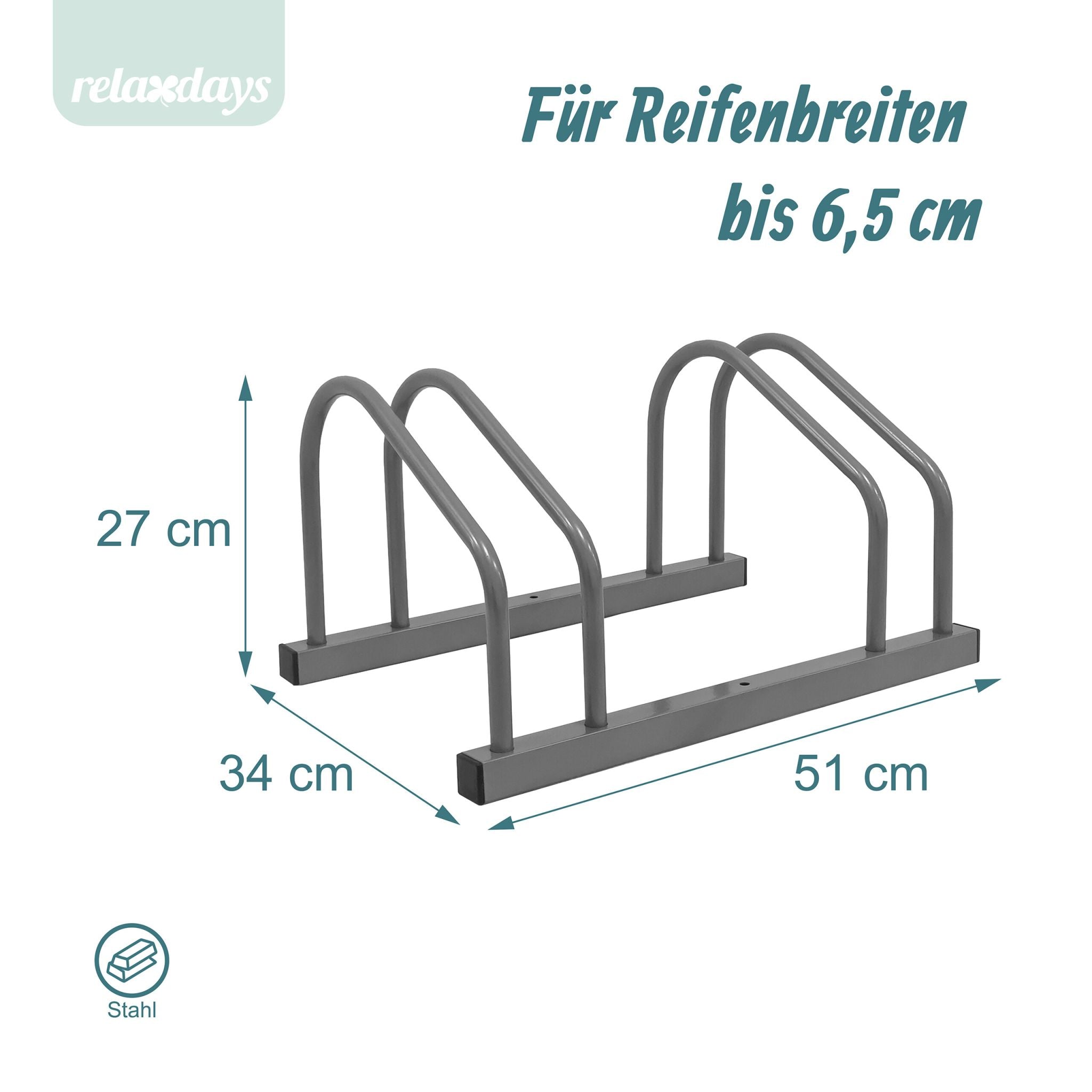 Fahrradständer für Boden und Wandmontage Silber von Relaxdays