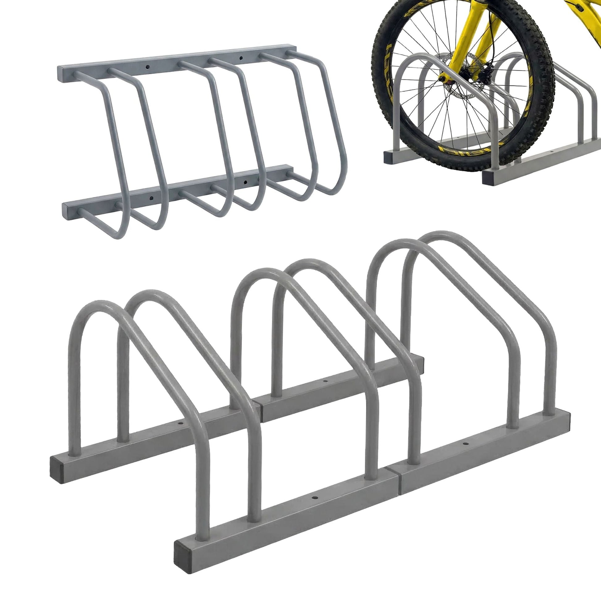 Fahrradständer für Boden und Wandmontage Silber von Relaxdays