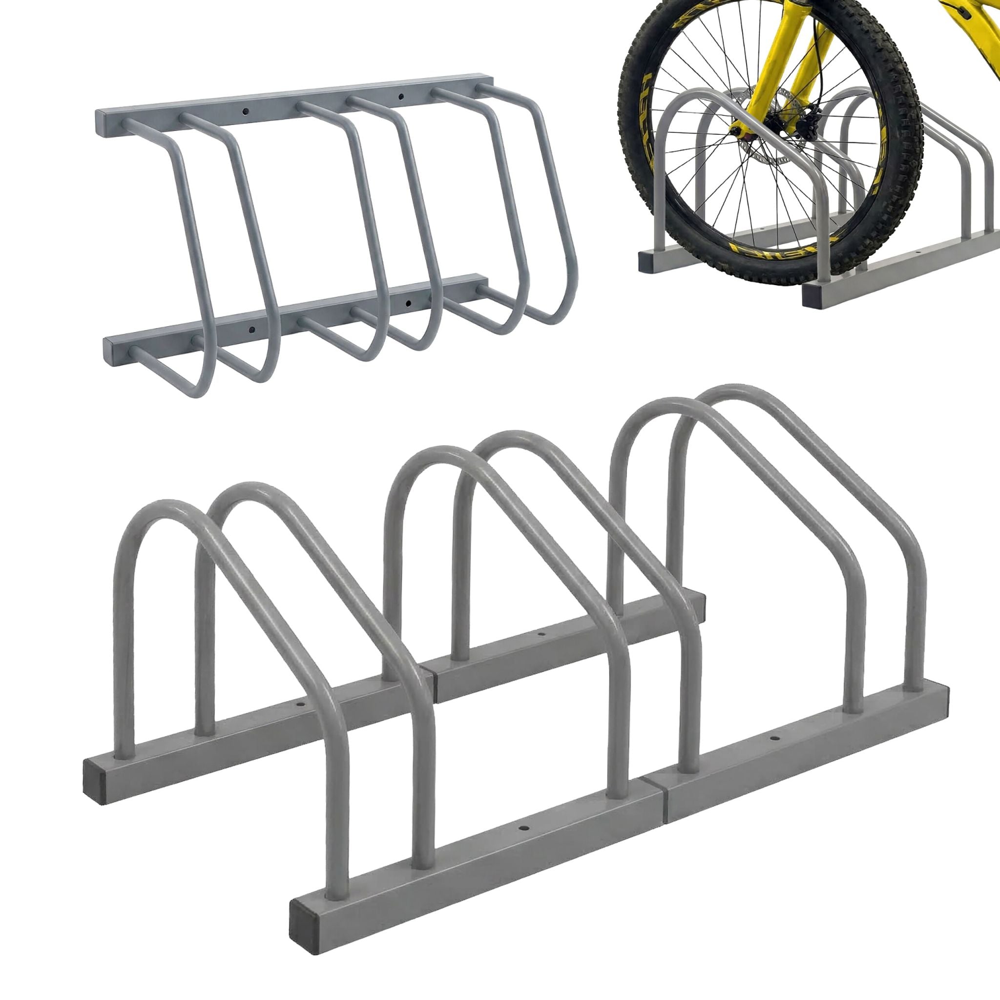 Fahrradständer für Boden und Wandmontage Silber von Relaxdays