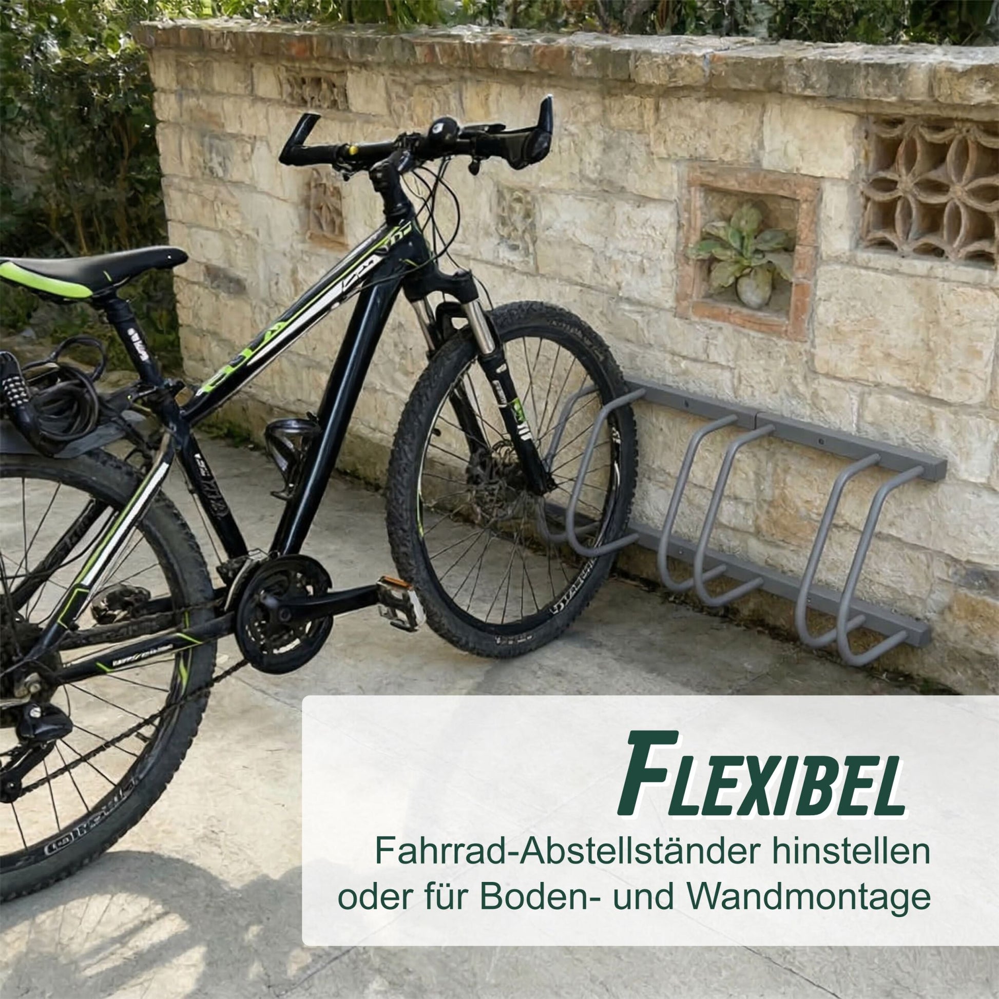 Fahrradständer für Boden und Wandmontage Silber von Relaxdays