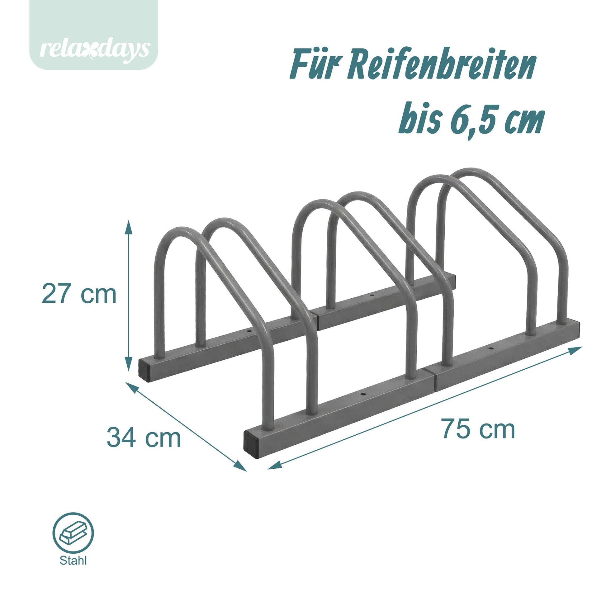 Fahrradständer für Boden und Wandmontage Silber von Relaxdays